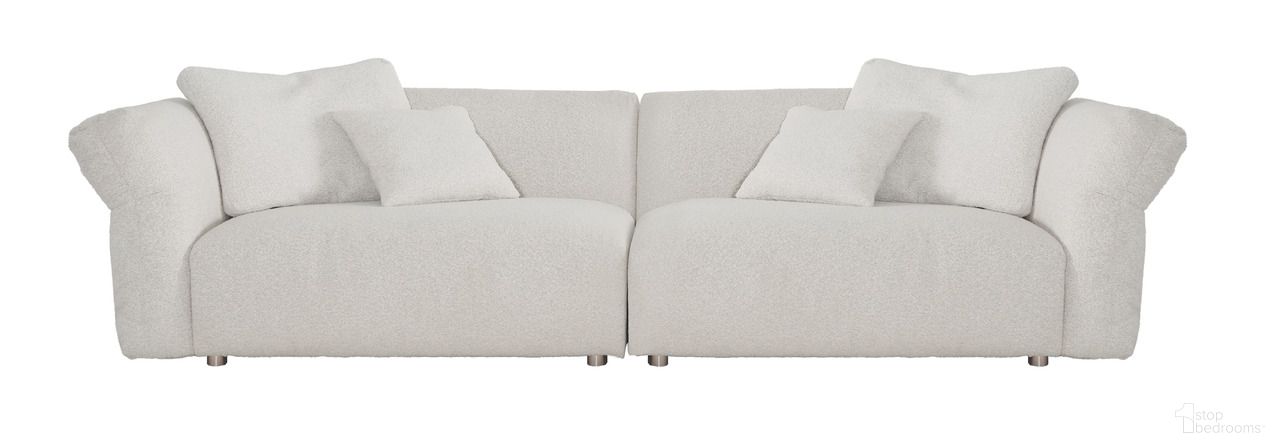 The appearance of Koya Rilasso Fabric Sofa In White designed by Klaussner Home Furnishings in the modern / contemporary interior design. This white piece of furniture was selected by 1StopBedrooms from Koya Collection to add a touch of cosiness and style into your home. Sku: JHB211-LAF1.5P;JHB211-RAF1.5P. Material: Fabric.