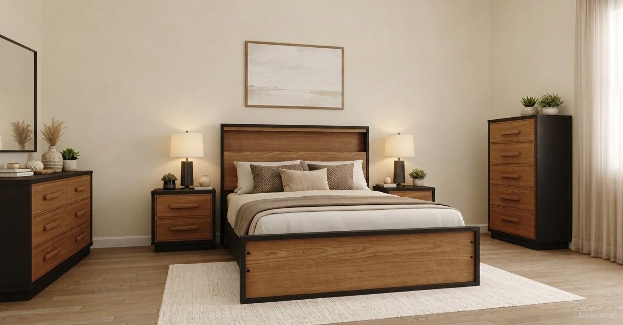 Kozmour Youth Bookcase Bedroom Set In Black and Brown