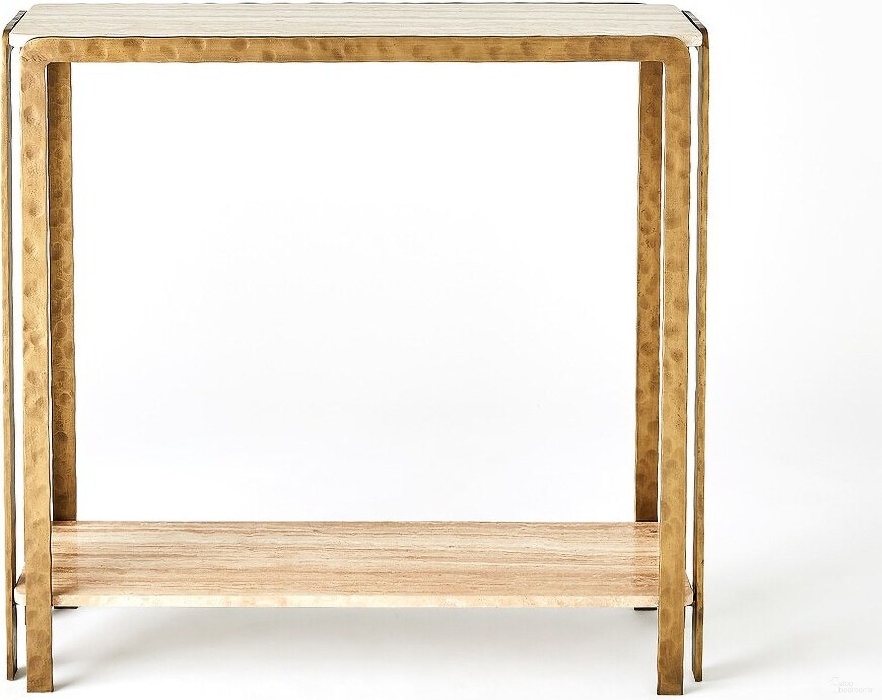 The appearance of Kraft Console In Light Bronze and Travertine designed by Global Views in the modern / contemporary interior design. This light bronze/travertine piece of furniture was selected by 1StopBedrooms from Kraft Collection to add a touch of cosiness and style into your home. Sku: 791689. Material: Stone.