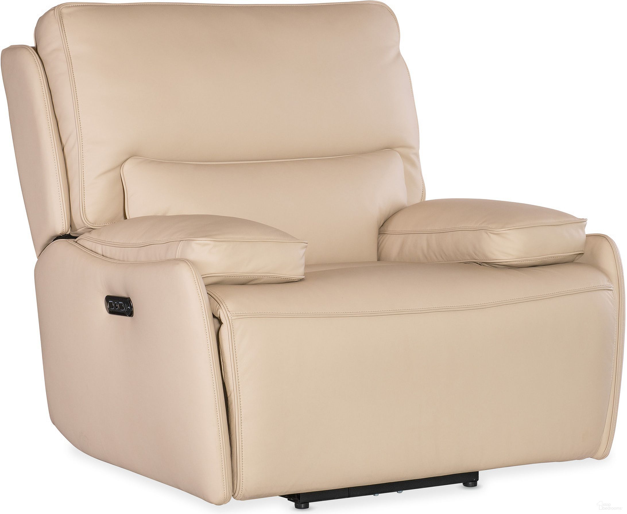 The appearance of Kramer Zero Gravity Power Recliner W/ Power Headrest In Beige designed by Hooker in the transitional interior design. This beige piece of furniture  was selected by 1StopBedrooms from MS Collection to add a touch of cosiness and style into your home. Sku: SS719-PHZ1-012. Material: Leather.