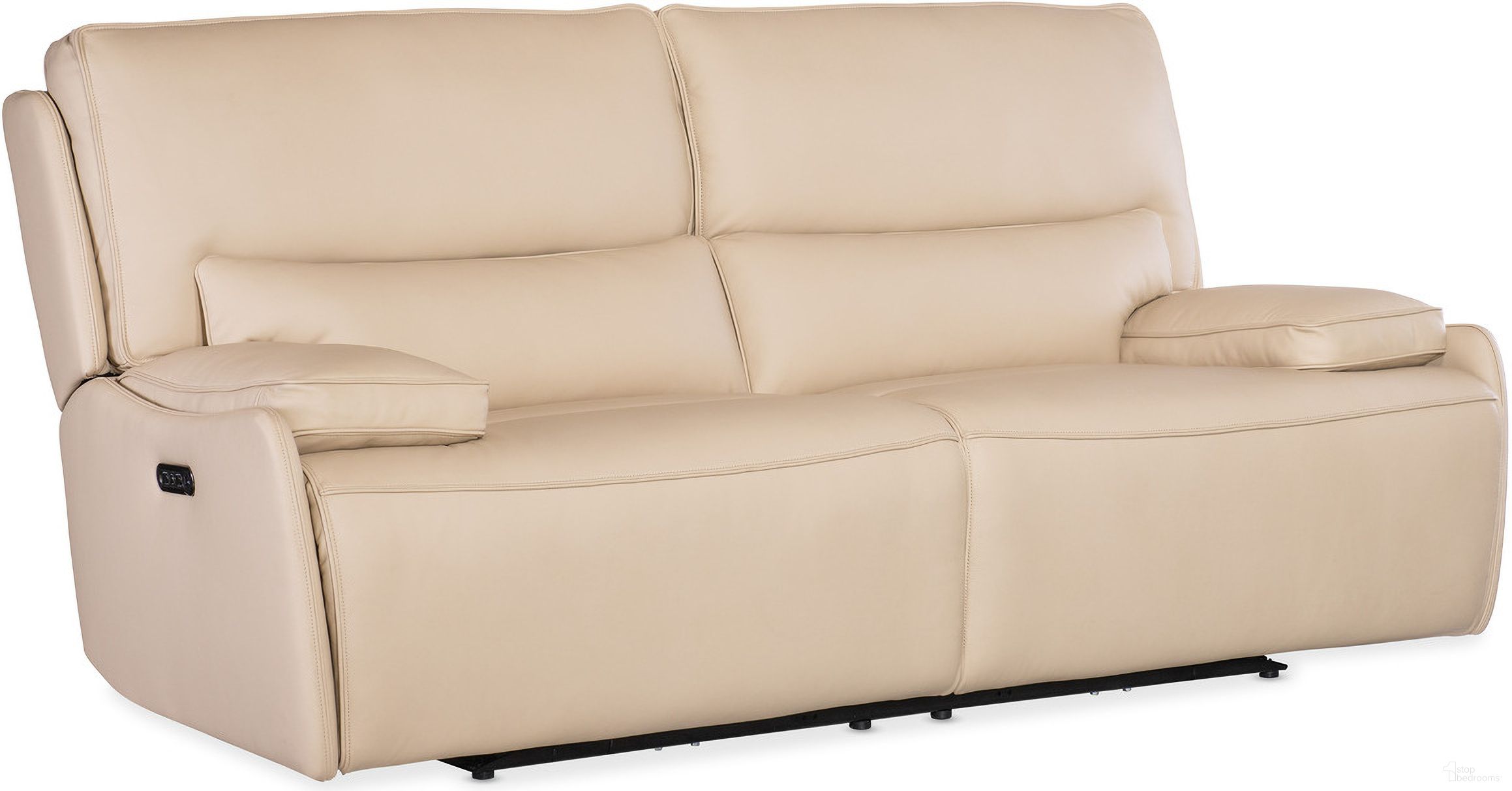 The appearance of Kramer Zero Gravity Power Sofa W/ Power Headrest In Beige designed by Hooker in the transitional interior design. This beige piece of furniture was selected by 1StopBedrooms from MS Collection to add a touch of cosiness and style into your home. Sku: SS719-PHZ3-012. Material: Leather.
