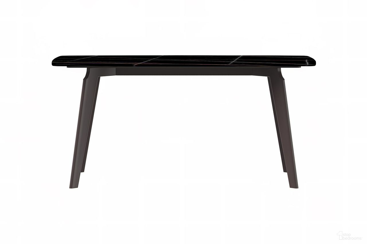 The appearance of Krevor 55 Inch Dining Table with Sintered Stone Top In Black and Silver designed by LeisureMod in the modern / contemporary interior design. This black/silver piece of furniture  was selected by 1StopBedrooms from Krevor Collection to add a touch of cosiness and style into your home. Sku: KTS-55BLG-S. Table Base Style: Legs. Material: Stone. Table Top Shape: Rectangular. Size: 32" x 55".
