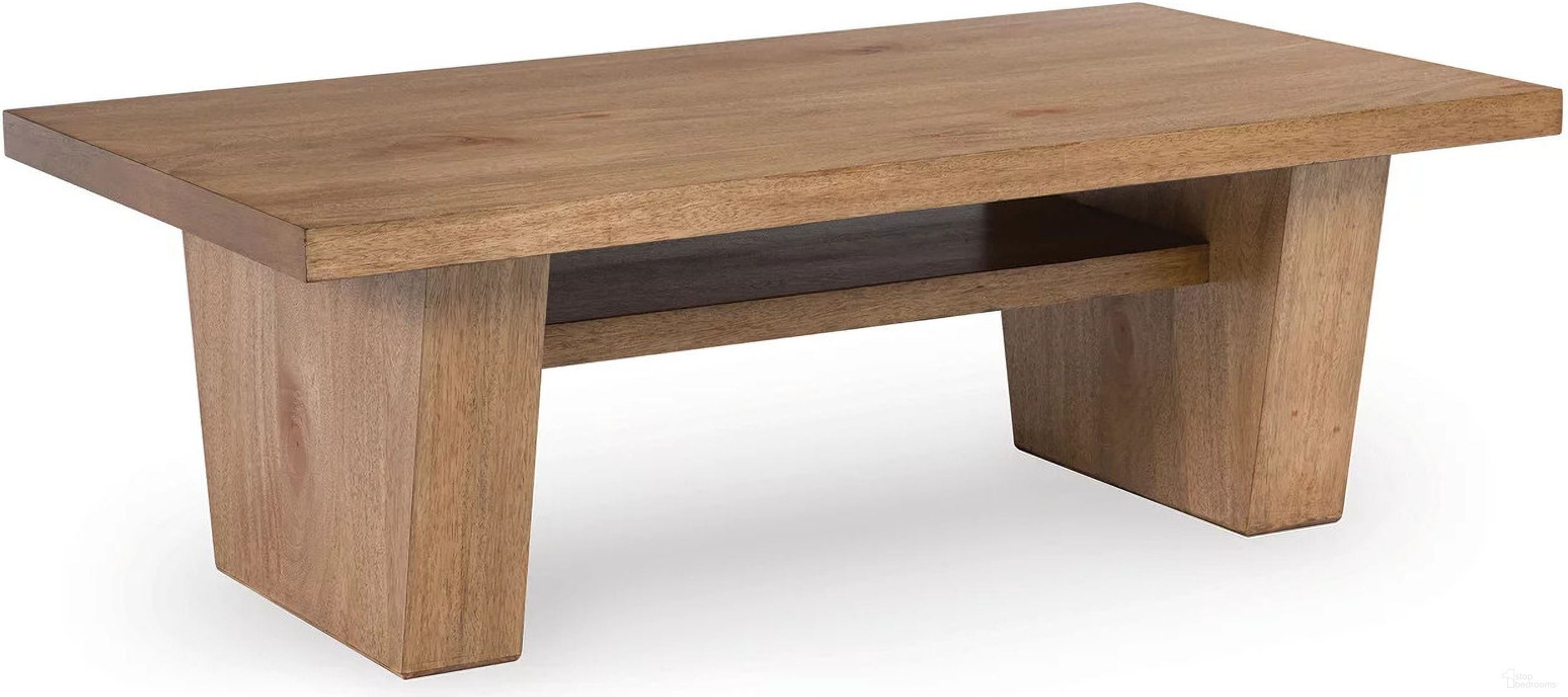 The appearance of Kristiland Coffee Table In Light Brown designed by Signature Design by Ashley in the transitional interior design. This light brown piece of furniture was selected by 1StopBedrooms from Kristiland Collection to add a touch of cosiness and style into your home. Sku: T674-1. Material: Wood.