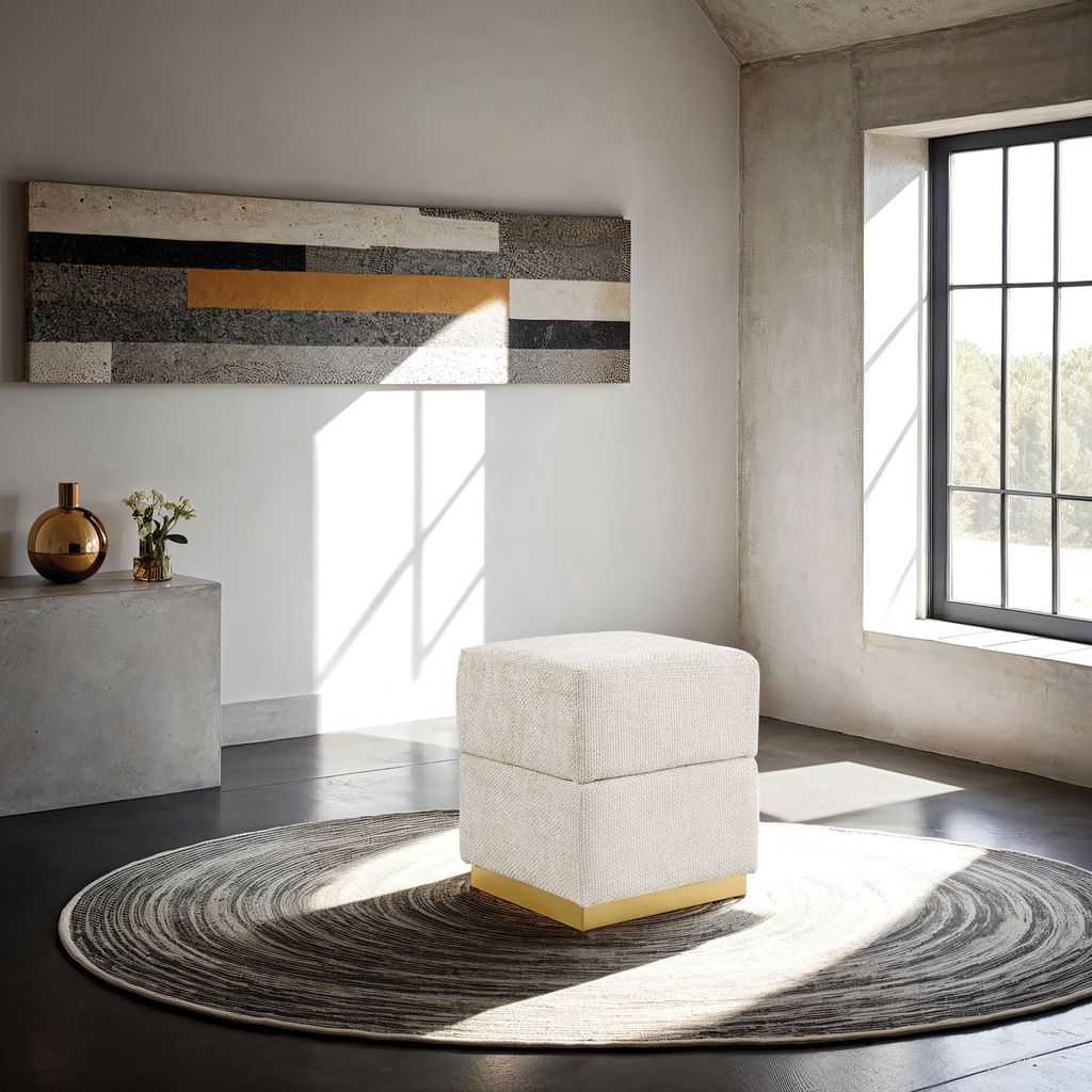 Krysten Storage Stool In Beige