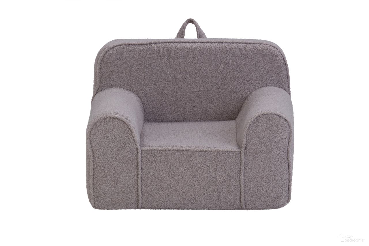 The appearance of Kuddlez Grande Size Kids Foam Chair In Soft Gray designed by Olive and Opie in the modern / contemporary interior design. This soft gray piece of furniture  was selected by 1StopBedrooms from Kuddlez Collection to add a touch of cosiness and style into your home. Sku: 904FCM-FSG. Material: Upholstered.
