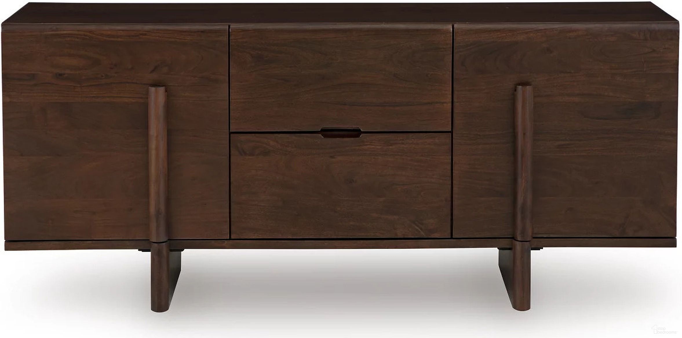 The appearance of Kydler Accent Cabinet In Medium Brown designed by Signature Design by Ashley in the modern / contemporary interior design. This medium brown piece of furniture  was selected by 1StopBedrooms from Kydler Collection to add a touch of cosiness and style into your home. Sku: A4000678. Material: Wood.