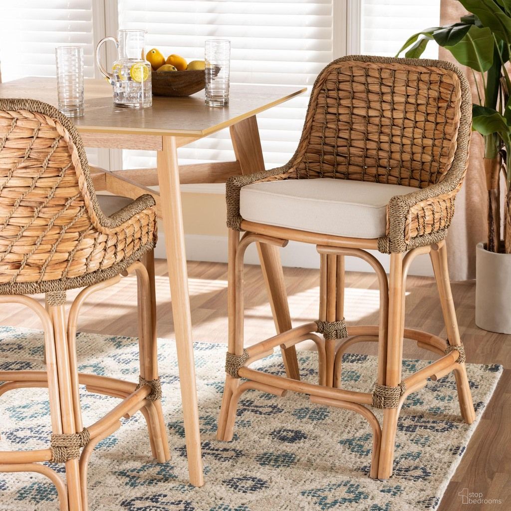 Baxton Studio Kyle Woven Rattan Counter Stool - Thumbnail 3