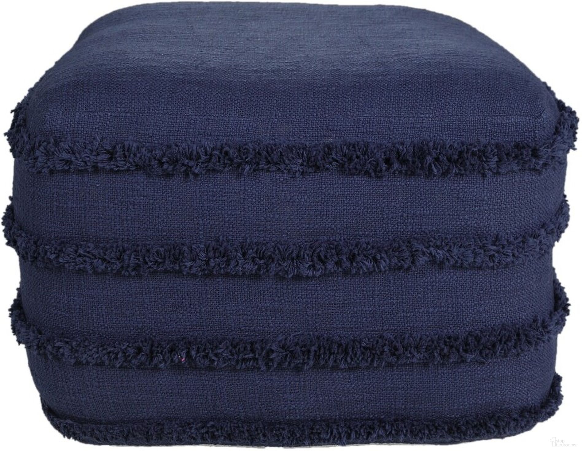 The appearance of Kyvo Striped Hand-Woven All-Natural Cotton Ottoman Pouf In Blue designed by Rajani Home in the transitional interior design. This blue piece of furniture was selected by 1StopBedrooms from Bova Collection to add a touch of cosiness and style into your home. Sku: 9C816208G49348. Material: Cotton.