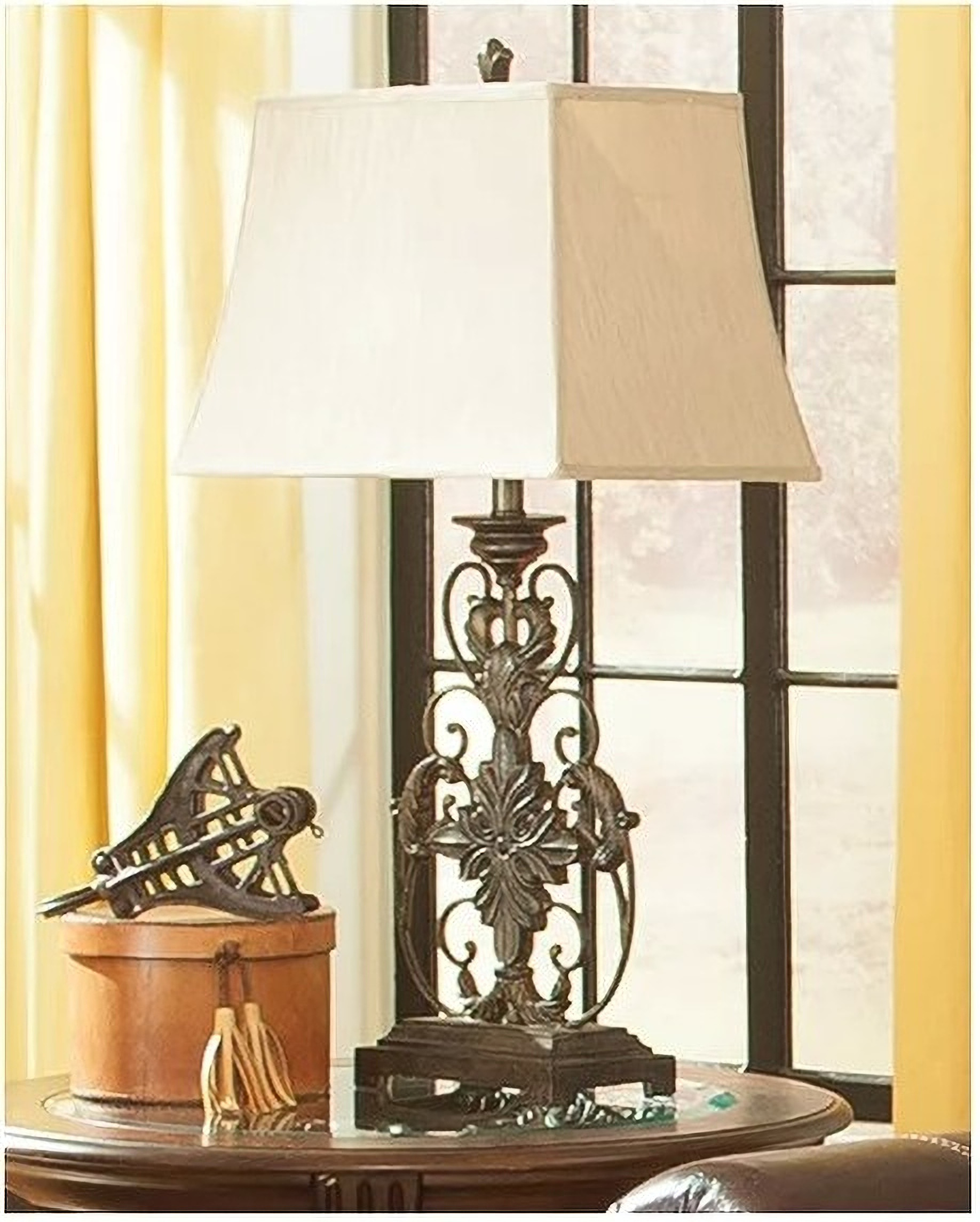 Antique Brass Table Lamp – Crackle and Teal