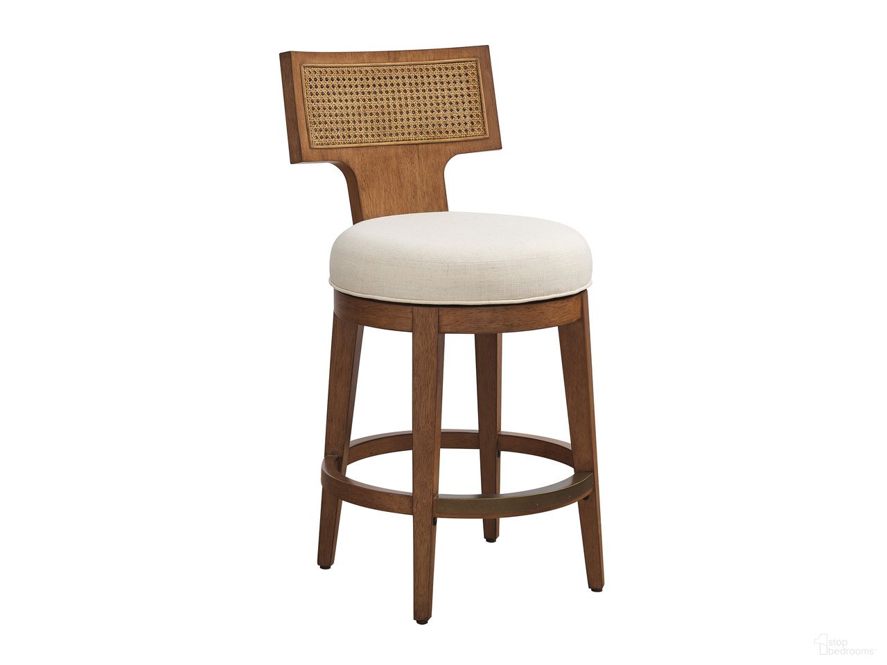 The appearance of La Costa Calavera Woven Swivel Counter Stool In Marisol designed by Lexington in the modern / contemporary interior design. This marisol piece of furniture  was selected by 1StopBedrooms from La Costa Collection to add a touch of cosiness and style into your home. Sku: 420-895-01. Material: Wood.
