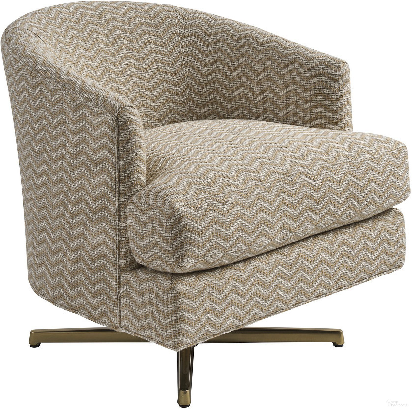 The appearance of La Costa Graves Swivel Chair In Brass designed by Lexington in the transitional interior design. This brass piece of furniture was selected by 1StopBedrooms from La Costa Collection to add a touch of cosiness and style into your home. Sku: 7654-11BSW-60.
