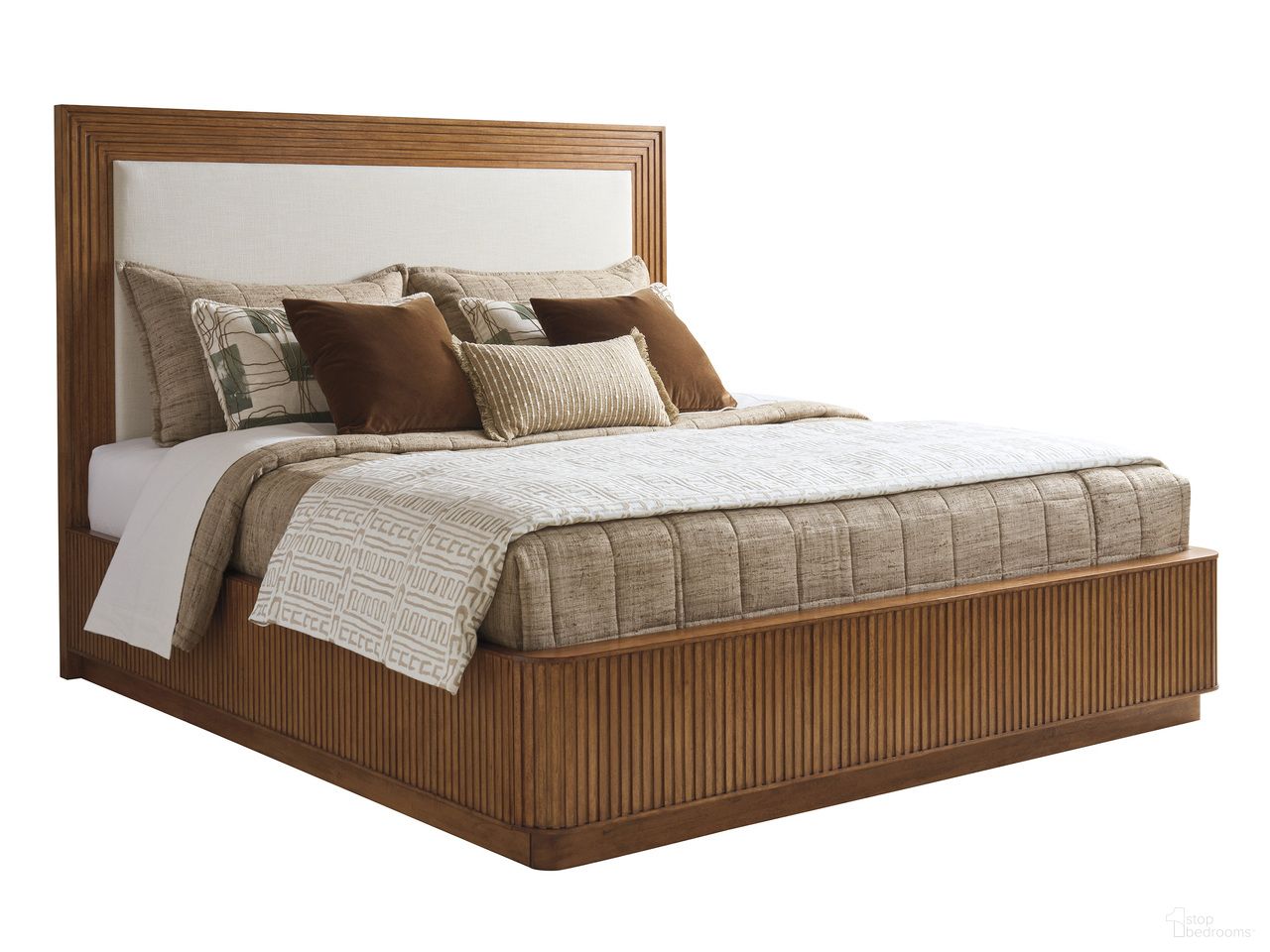 La Costa Pendry King Upholstered Panel Bed In Brown