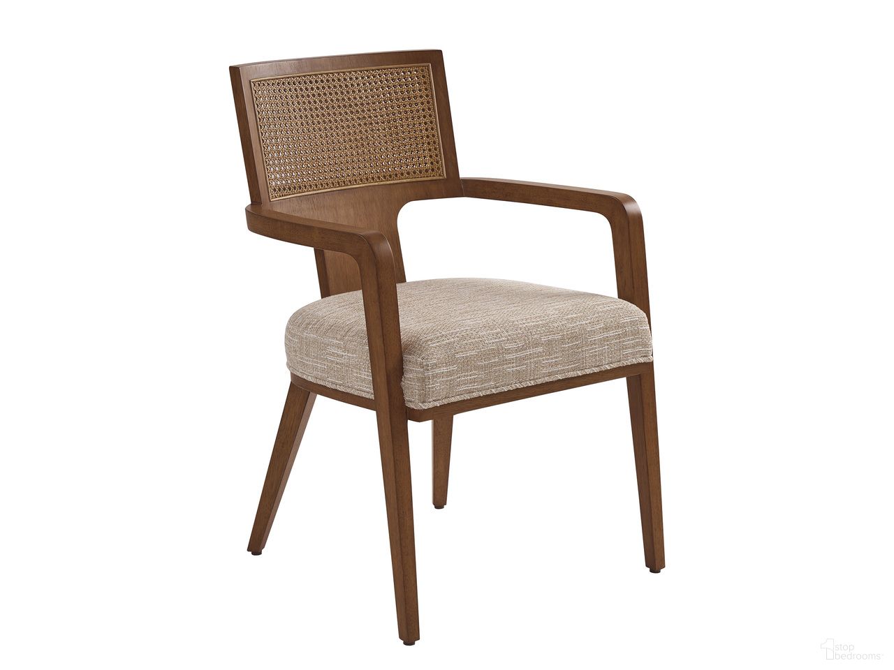 The appearance of La Costa Serrano Dining Arm Chair designed by Lexington in the transitional interior design. This plantation piece of furniture  was selected by 1StopBedrooms from La Costa Collection to add a touch of cosiness and style into your home. Sku: 420-881-60. Material: Wood. Chair Type: Arm Chair.