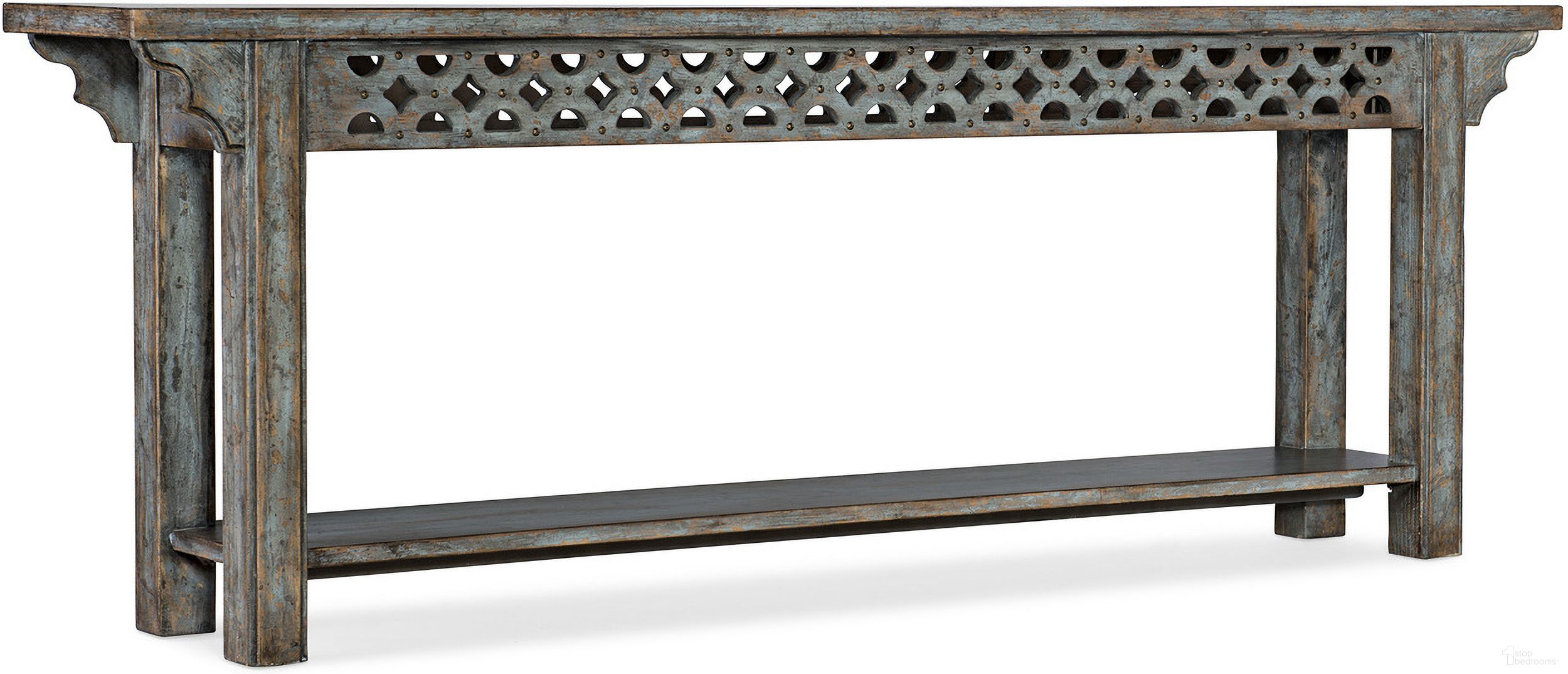 The appearance of La Grange Burnham Console designed by Hooker in the traditional interior design. This blue piece of furniture was selected by 1StopBedrooms from La Grange Collection to add a touch of cosiness and style into your home. Sku: 6960-85002-45. Material: Hickory.