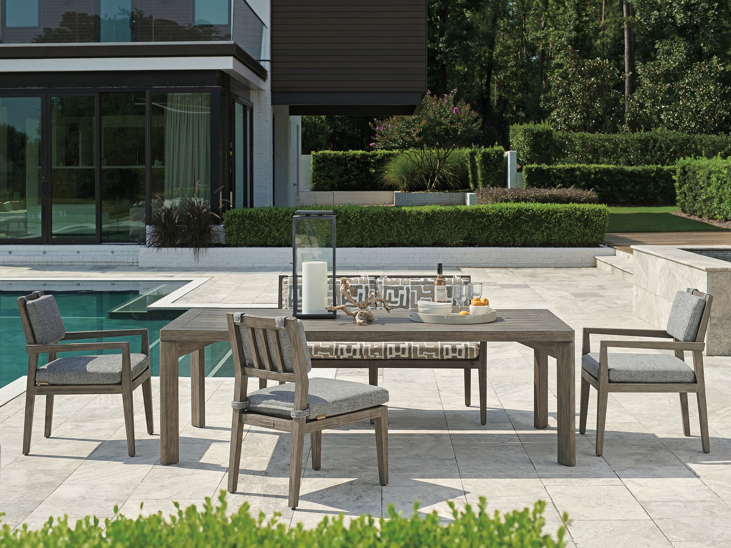 The appearance of La Jolla Rectangular Dining Set In Taupe designed by Tommy Bahama in the modern / contemporary interior design. This taupe piece of furniture was selected by 1StopBedrooms from La Jolla Collection to add a touch of cosiness and style into your home. Sku: 3950-877;3950-12-40. Table Base Style: Legs. Material: Wood. Table Top Shape: Rectangular.