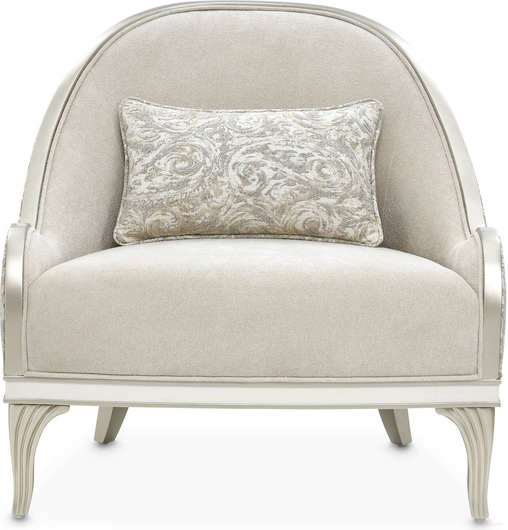 The appearance of La Marisia Chenille Accent Chair In Champagne designed by Michael Amini in the modern / contemporary interior design. This champagne piece of furniture  was selected by 1StopBedrooms from La Marisia Collection to add a touch of cosiness and style into your home. Sku: 9089834-TRQUL-124. Material: Poplar.