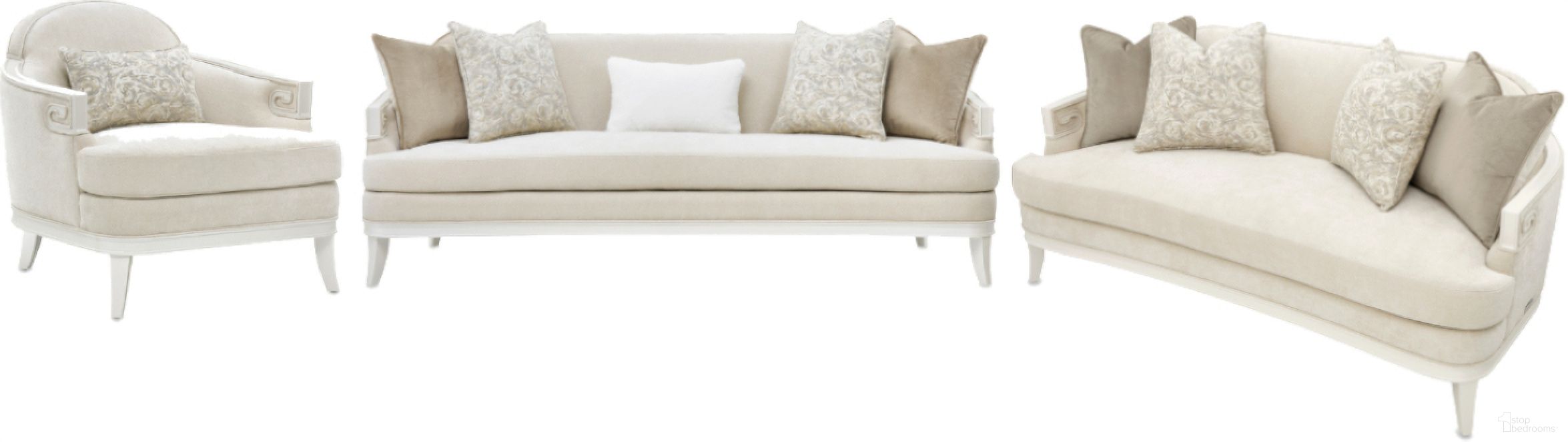The appearance of La Marisia Chenille Living Room Set In Creamy Pearl designed by Michael Amini in the modern / contemporary interior design. This creamy pearl piece of furniture was selected by 1StopBedrooms from La Marisia Collection to add a touch of cosiness and style into your home. Sku: 9089815-TRQUL-124;9089825-TRQUL-124. Material: Chenille.