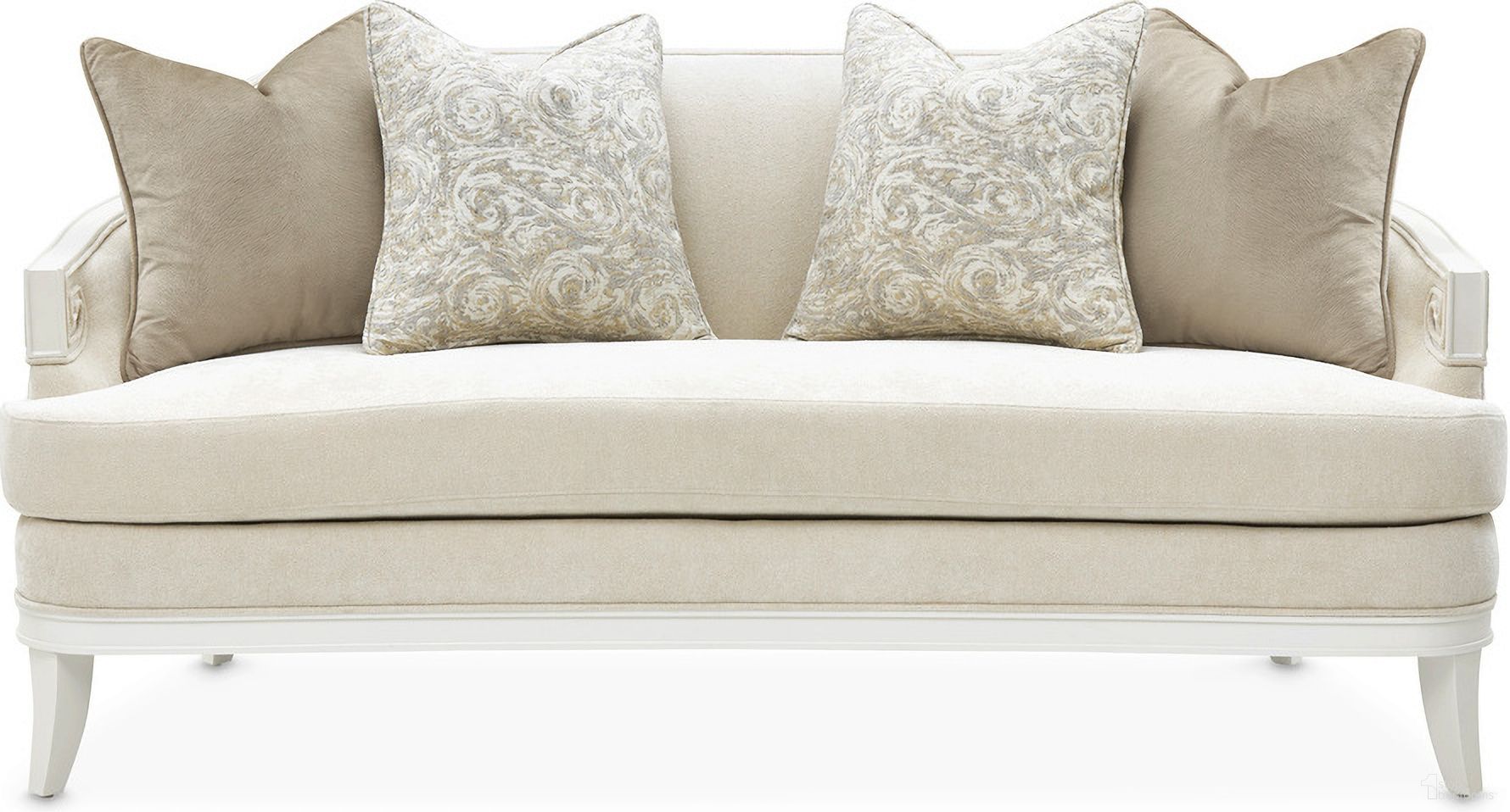 The appearance of La Marisia Chenille Loveseat In Creamy Pearl designed by Michael Amini in the modern / contemporary interior design. This creamy pearl piece of furniture was selected by 1StopBedrooms from La Marisia Collection to add a touch of cosiness and style into your home. Sku: 9089825-TRQUL-124. Material: Poplar.