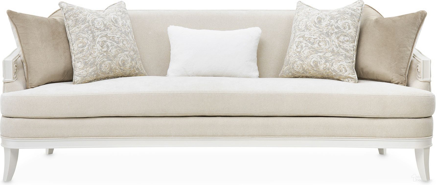 The appearance of La Marisia Chenille Sofa In Creamy Pearl designed by Michael Amini in the modern / contemporary interior design. This creamy pearl piece of furniture was selected by 1StopBedrooms from La Marisia Collection to add a touch of cosiness and style into your home. Sku: 9089815-TRQUL-124. Material: Poplar.