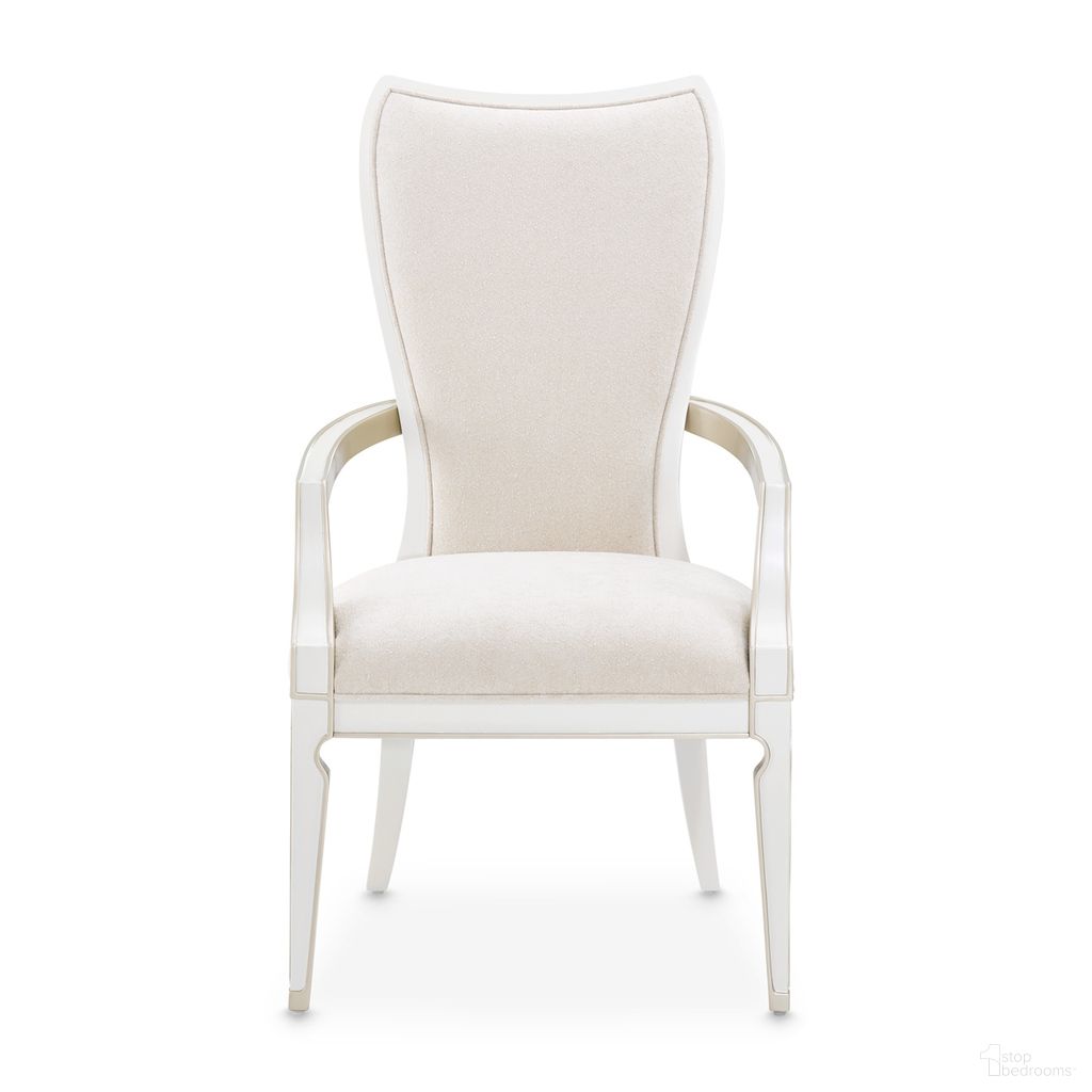 The appearance of La Marisia Dining Arm Chair Set of 2 In Creamy Pearl designed by Michael Amini in the modern / contemporary interior design. This creamy pearl piece of furniture was selected by 1StopBedrooms from La Marisia Collection to add a touch of cosiness and style into your home. Sku: 9089004-112. Material: Polyester. Chair Type: Arm Chair.