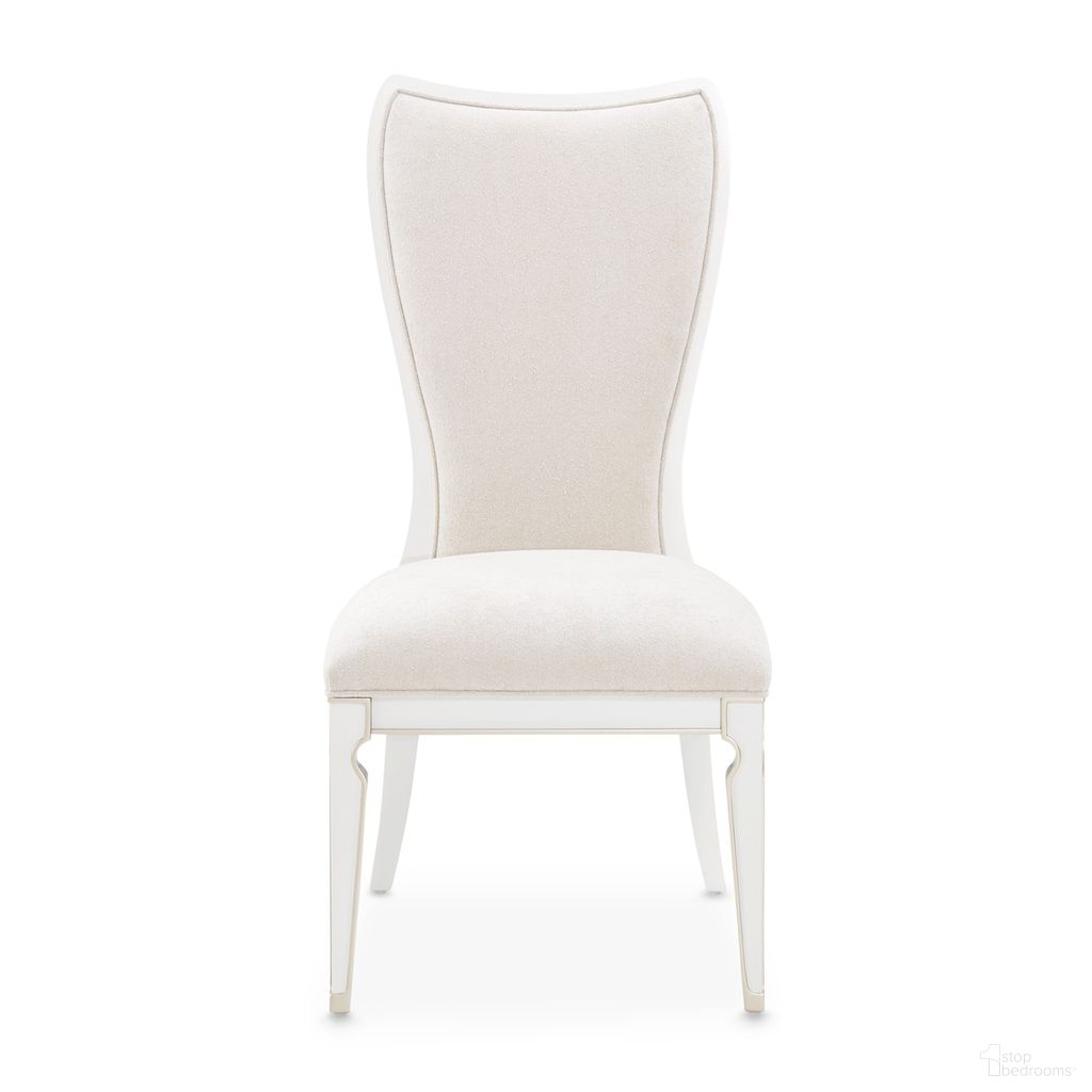 The appearance of La Marisia Dining Side Chair Set of 2 In Creamy Pearl designed by Michael Amini in the modern / contemporary interior design. This creamy pearl piece of furniture  was selected by 1StopBedrooms from La Marisia Collection to add a touch of cosiness and style into your home. Sku: 9089003-112. Material: Polyester. Chair Type: Side Chair.