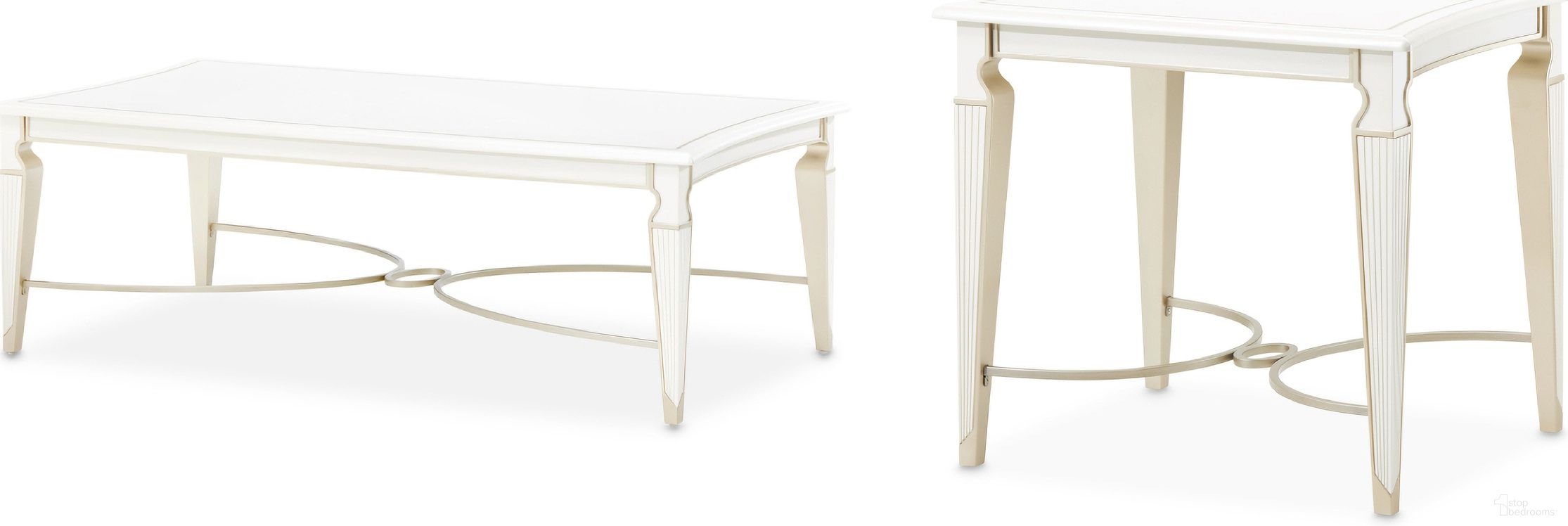 The appearance of La Marisia Occasional Table Set In Creamy Pearl designed by Michael Amini in the modern / contemporary interior design. This creamy pearl piece of furniture  was selected by 1StopBedrooms from La Marisia Collection to add a touch of cosiness and style into your home. Sku: 9089201-112;9089202-112. Material: Poplar.