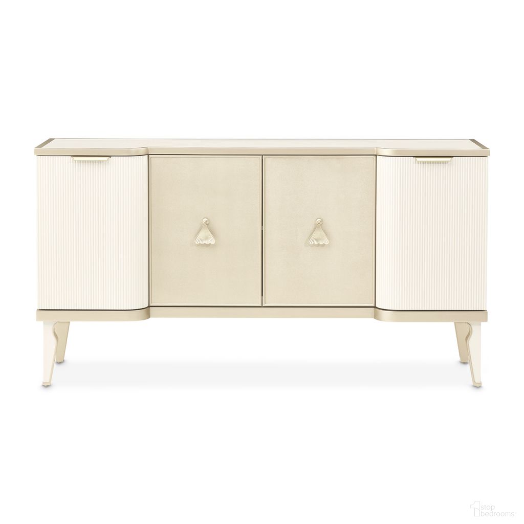 The appearance of La Marisia Sideboard In Creamy Pearl designed by Michael Amini in the modern / contemporary interior design. This creamy pearl piece of furniture  was selected by 1StopBedrooms from La Marisia Collection to add a touch of cosiness and style into your home. Sku: 9089007SA-112. Material: Poplar.