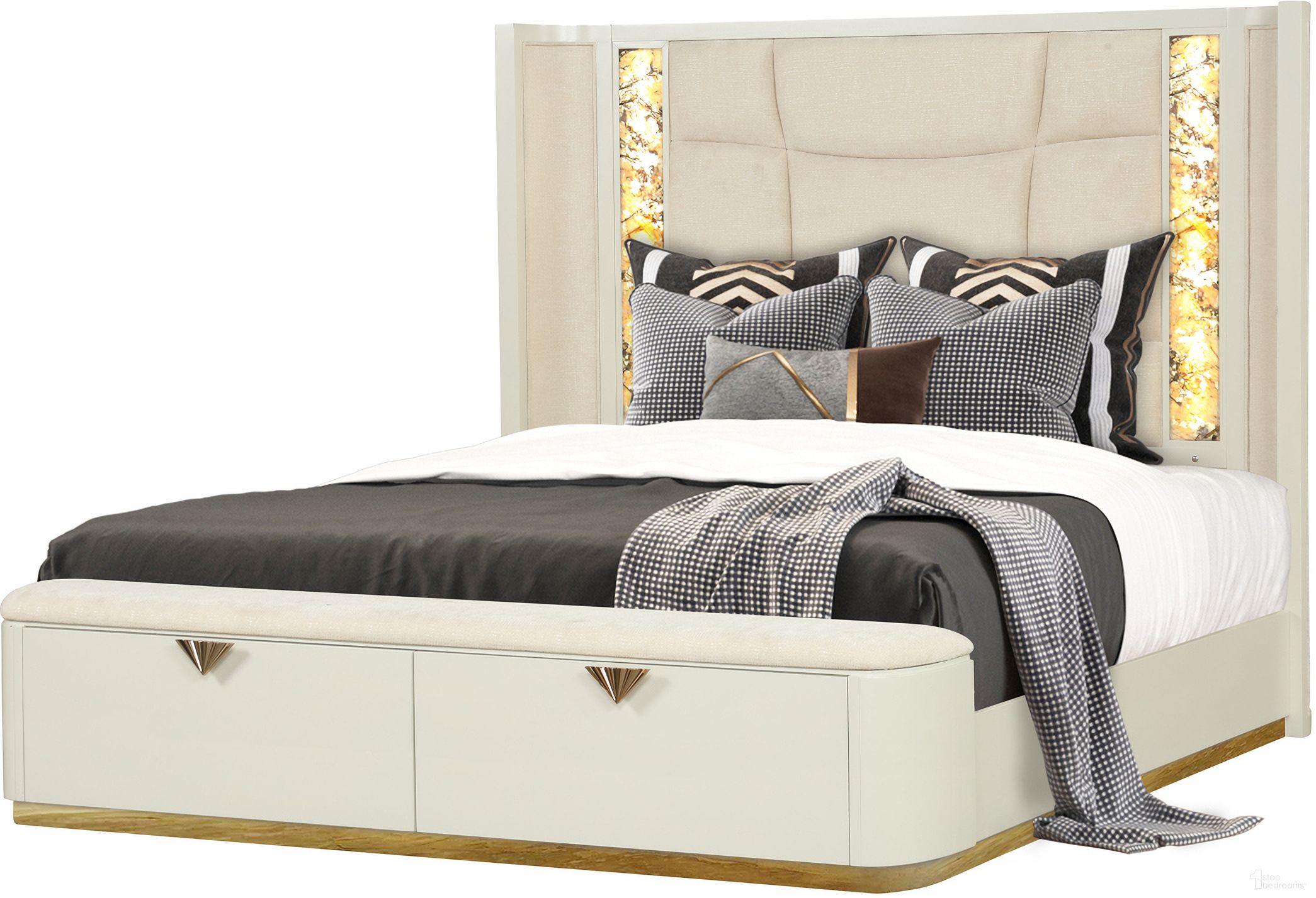 The appearance of La Pierre King Panel Bed In Cream designed by Galaxy Home Furnishings in the modern / contemporary interior design. This cream piece of furniture was selected by 1StopBedrooms from La Pierre Collection to add a touch of cosiness and style into your home. Sku: 601955555005-1;601955555005-2;601955555005-3;601955555005-4. Bed Type: Panel Bed. Bed Size: King. Material: Solid Wood.