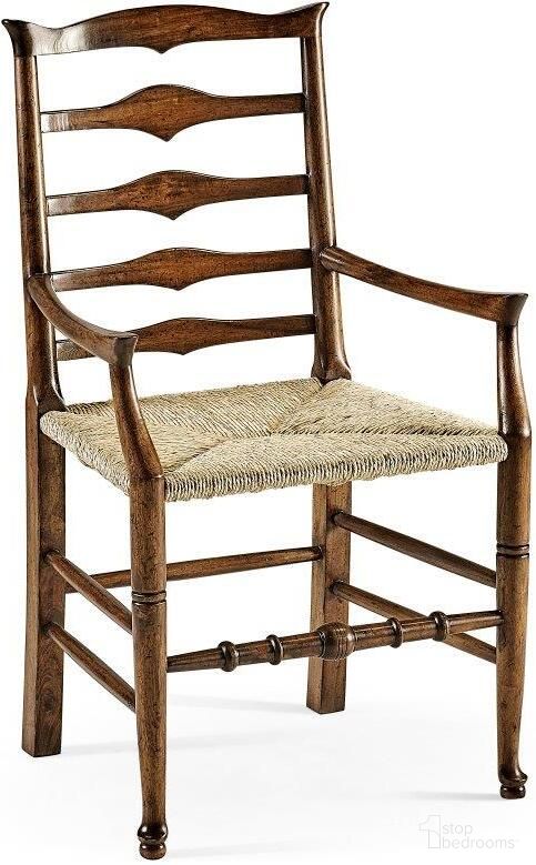The appearance of La Rochelle Triangular Detail Ladder Back Chair With Rush Seat designed by Jonathan Charles in the traditional interior design. This medium walnut piece of furniture was selected by 1StopBedrooms from La Rochelle Collection to add a touch of cosiness and style into your home. Sku: 492300-AC-WAL. Material: Wood.