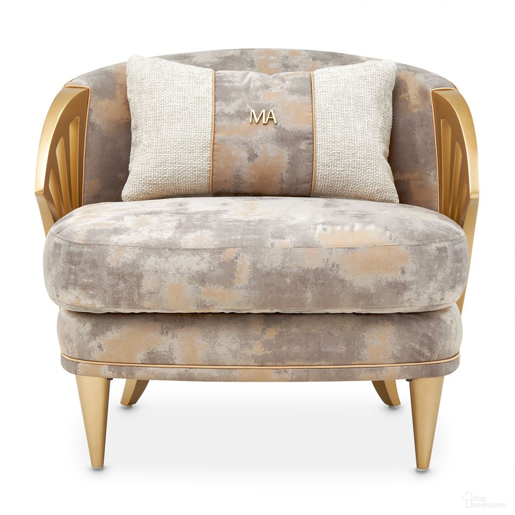 The appearance of La Terrazza Accent Chair In Cappuccino and Light Champagne designed by Michael Amini in the transitional interior design. This champagne piece of furniture was selected by 1StopBedrooms from La Terrazza Collection to add a touch of cosiness and style into your home. Sku: 9092834-CPCNO-124. Material: Solid Wood.
