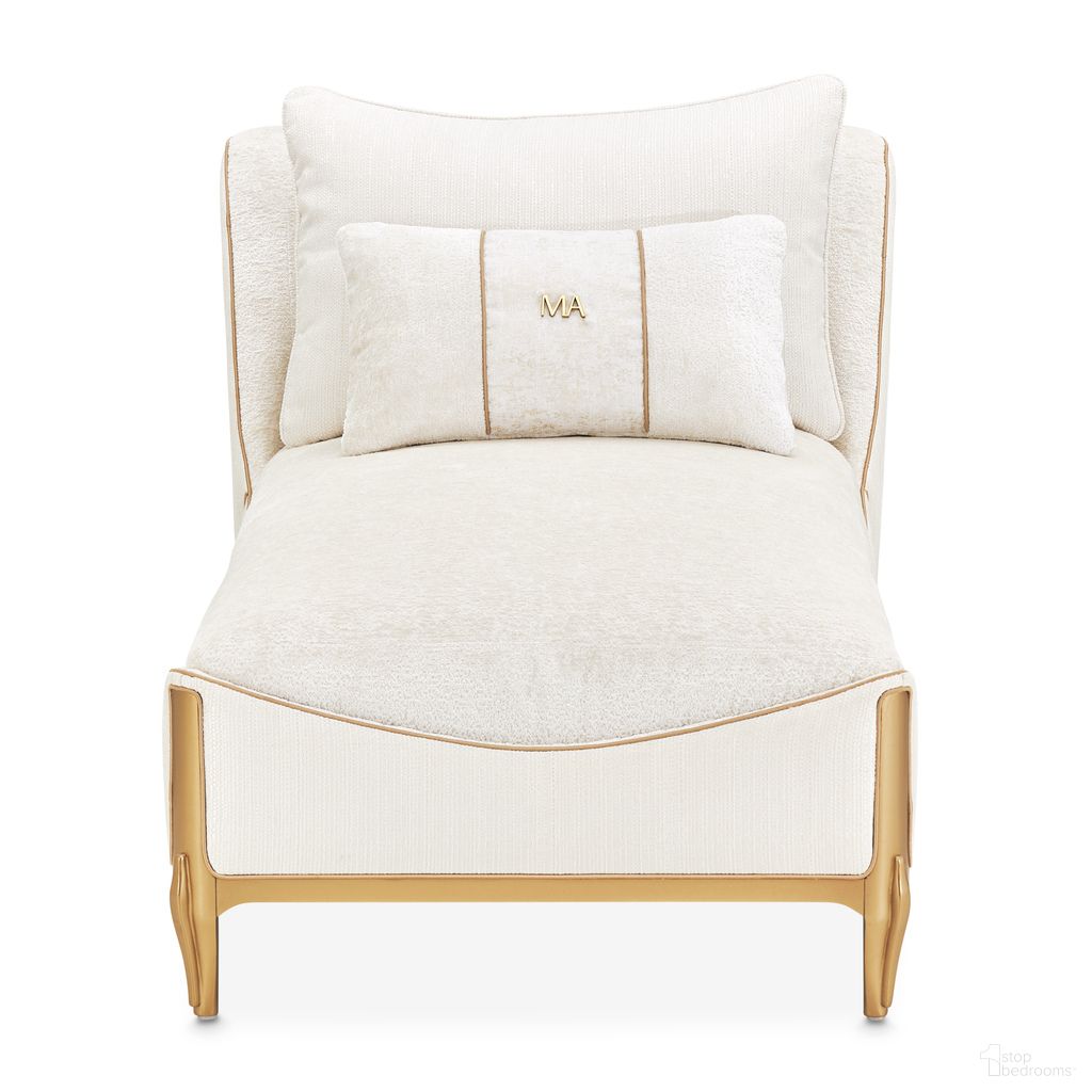 The appearance of La Terrazza Chaise In Starlight and Light Champagne designed by Michael Amini in the transitional interior design. This starlight/light champagne piece of furniture was selected by 1StopBedrooms from La Terrazza Collection to add a touch of cosiness and style into your home. Sku: 9092841-STRLT-124. Material: Solid Wood.