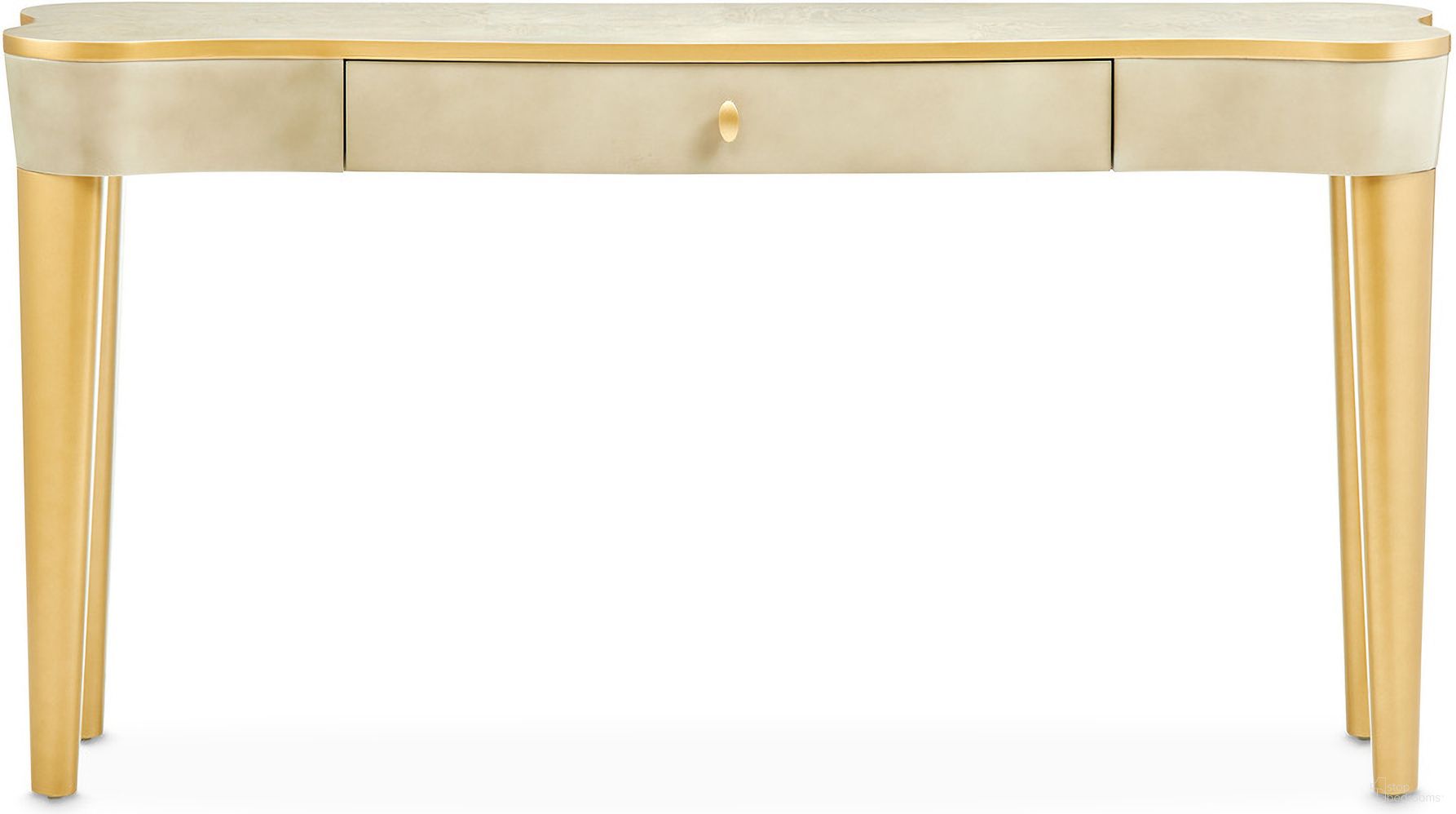 The appearance of La Terrazza Console Table In Silver Mist designed by Michael Amini in the transitional interior design. This silver mist piece of furniture was selected by 1StopBedrooms from La Terrazza Collection to add a touch of cosiness and style into your home. Sku: 9092223-823. Material: Solid Wood.