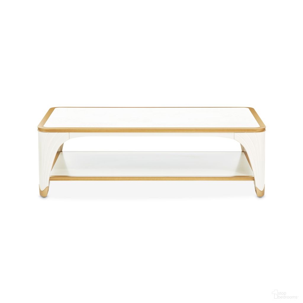 The appearance of La Terrazza Rectangular Cocktail Table In Creamy Pearl designed by Michael Amini in the transitional interior design. This creamy pearl piece of furniture was selected by 1StopBedrooms from La Terrazza Collection to add a touch of cosiness and style into your home. Sku: 9092201-112. Material: Solid Wood.