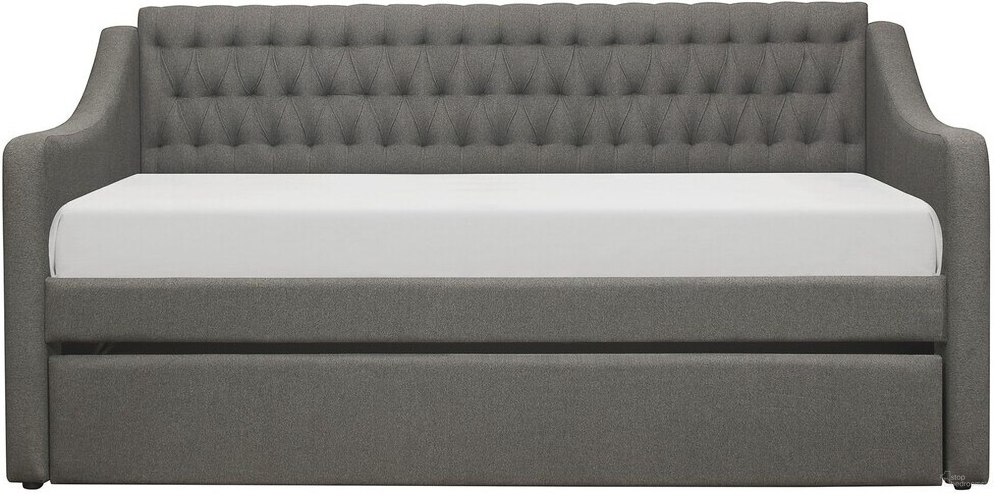 The appearance of Labelle Daybed with Trundle In Gray designed by Homelegance in the glam interior design. This gray piece of furniture was selected by 1StopBedrooms from LaBelle Collection to add a touch of cosiness and style into your home. Sku: 4866DG-A;4866DG-B. Bed Type: Daybed. Bed Size: Twin. Material: Textured.