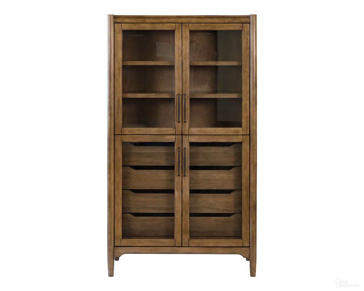 The appearance of Lachlan Wood Display Cabinet In Brown designed by Martin Furniture in the modern / contemporary interior design. This brown piece of furniture was selected by 1StopBedrooms from Lachlan Collection to add a touch of cosiness and style into your home. Sku: IMLN4072. Material: Solid Hardwood & Veneers.