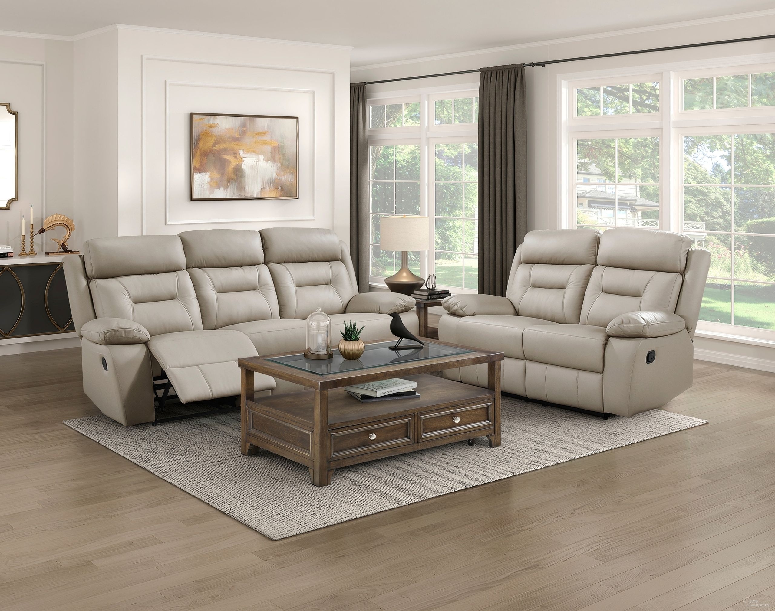 The appearance of Laconia Double Reclining Living Room Set In Brown designed by Homelegance in the modern / contemporary interior design. This brown piece of furniture was selected by 1StopBedrooms from Laconia Collection to add a touch of cosiness and style into your home. Sku: 9629LTE-3;9629LTE-2. Material: Leather.