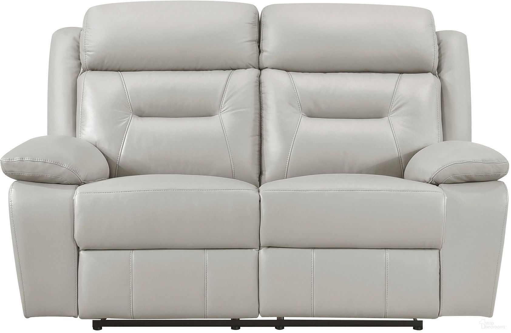 The appearance of Laconia Double Reclining Loveseat In Gray designed by Homelegance in the modern / contemporary interior design. This gray piece of furniture  was selected by 1StopBedrooms from Laconia Collection to add a touch of cosiness and style into your home. Sku: 9629SVE-2. Material: Leather.