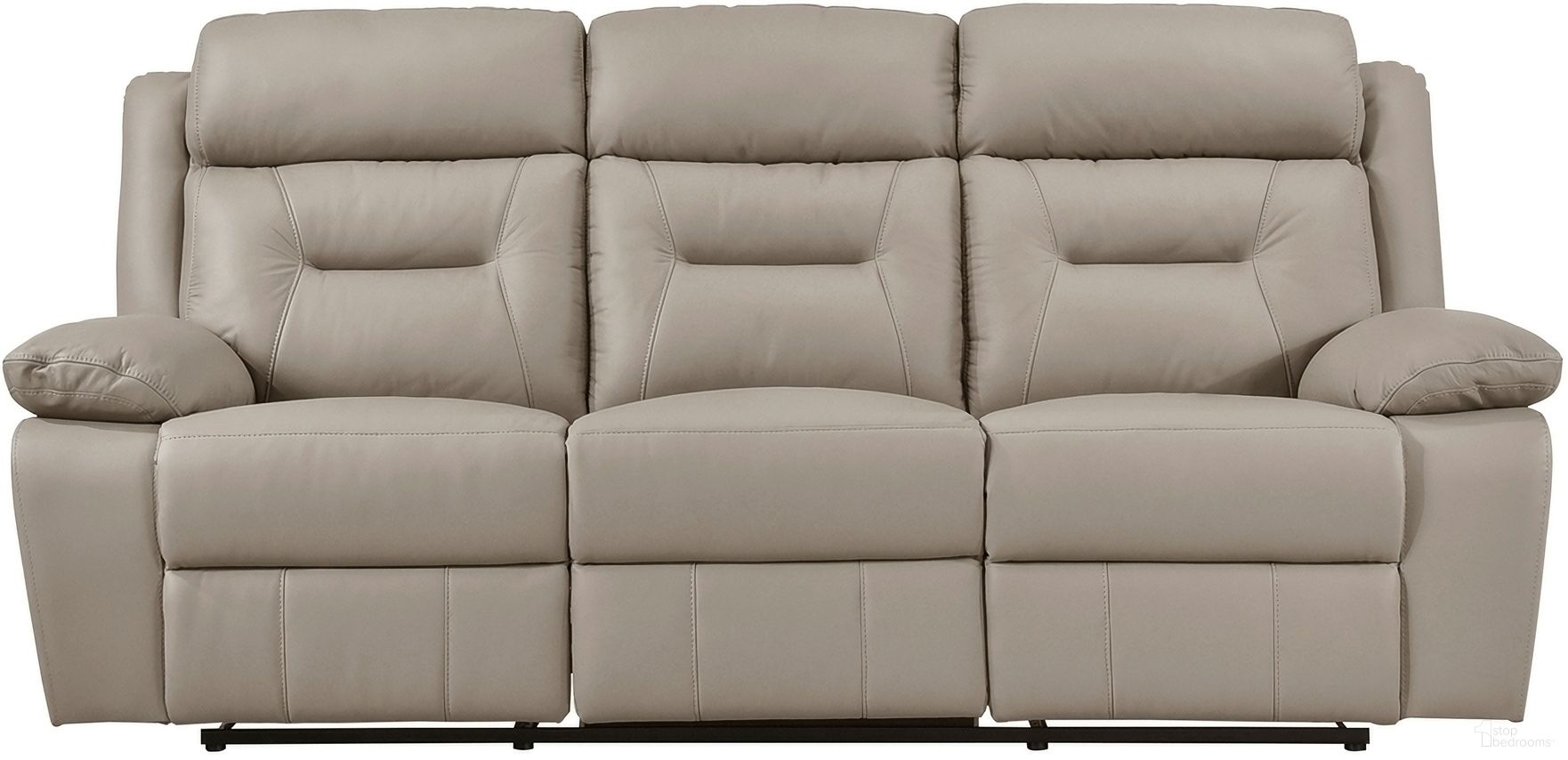 The appearance of Laconia Double Reclining Sofa In Brown designed by Homelegance in the modern / contemporary interior design. This brown piece of furniture was selected by 1StopBedrooms from Laconia Collection to add a touch of cosiness and style into your home. Sku: 9629LTE-3. Material: Leather.