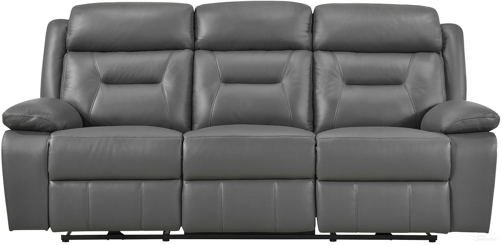 The appearance of Laconia Power Double Reclining Sofa In Gray designed by Homelegance in the modern / contemporary interior design. This dark gray piece of furniture was selected by 1StopBedrooms from Laconia Collection to add a touch of cosiness and style into your home. Sku: 9629DGY-3PW. Material: Leather.