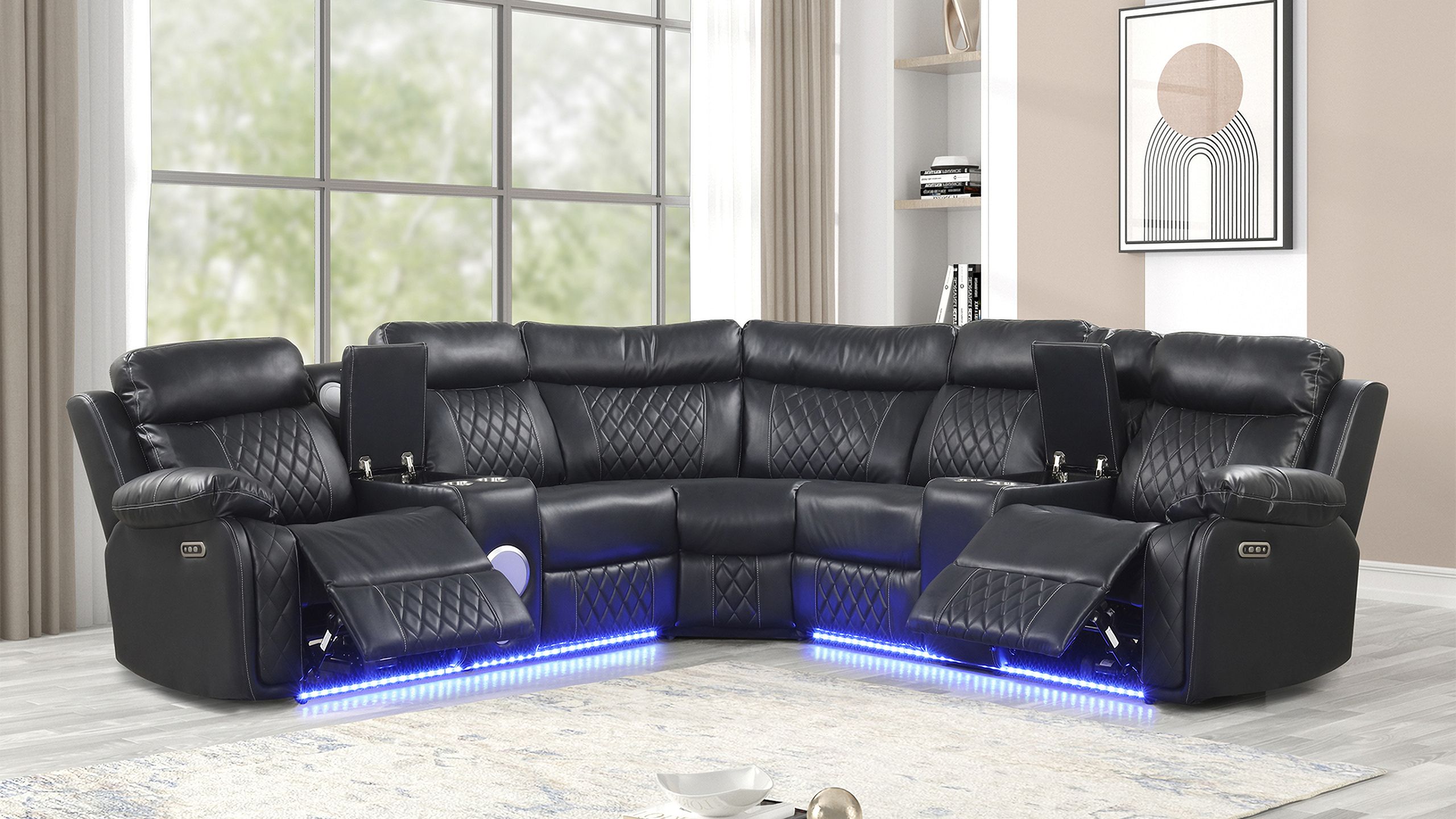 Lacrosse Power Reclining Sectional In Black