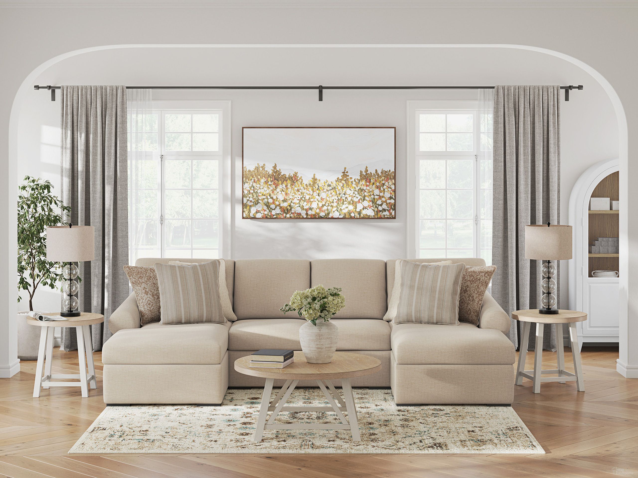 LadyMae 3-Piece Sectional with Chaise In Twill