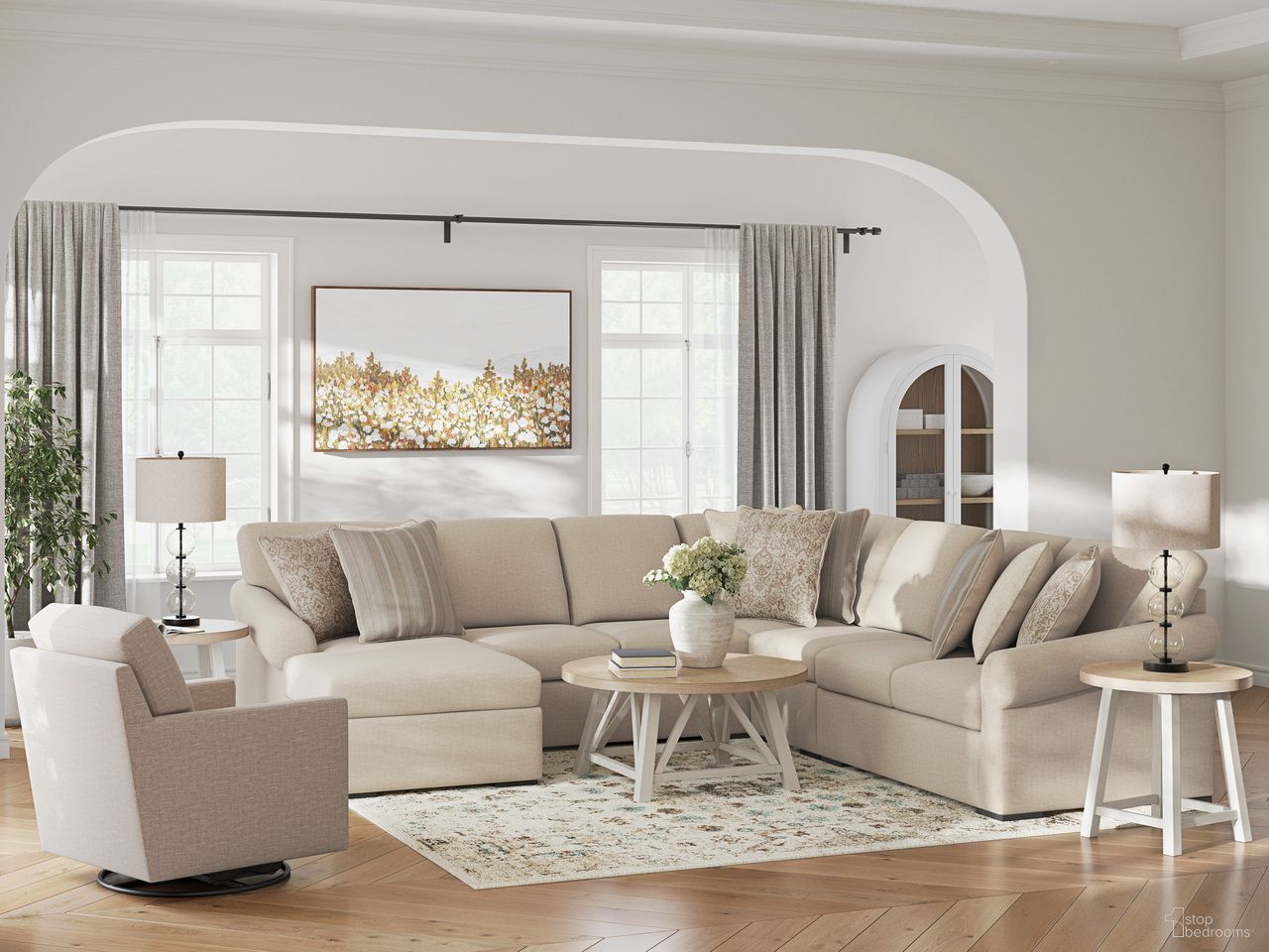 The appearance of LadyMae 5-Piece Sectional with LAF Chaise In Twill designed by Signature Design by Ashley in the transitional interior design. This twill piece of furniture  was selected by 1StopBedrooms from LadyMae Collection to add a touch of cosiness and style into your home. Sku: 5940416;5940434;5940446;5940477;5940456. Material: Polyester.