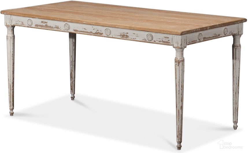 The appearance of Ladys White Dining Table designed by Sarreid in the transitional interior design. This white piece of furniture  was selected by 1StopBedrooms from Ladys Collection to add a touch of cosiness and style into your home. Sku: 40369. Table Base Style: Legs. Table Top Shape: Rectangular. Size: 63".