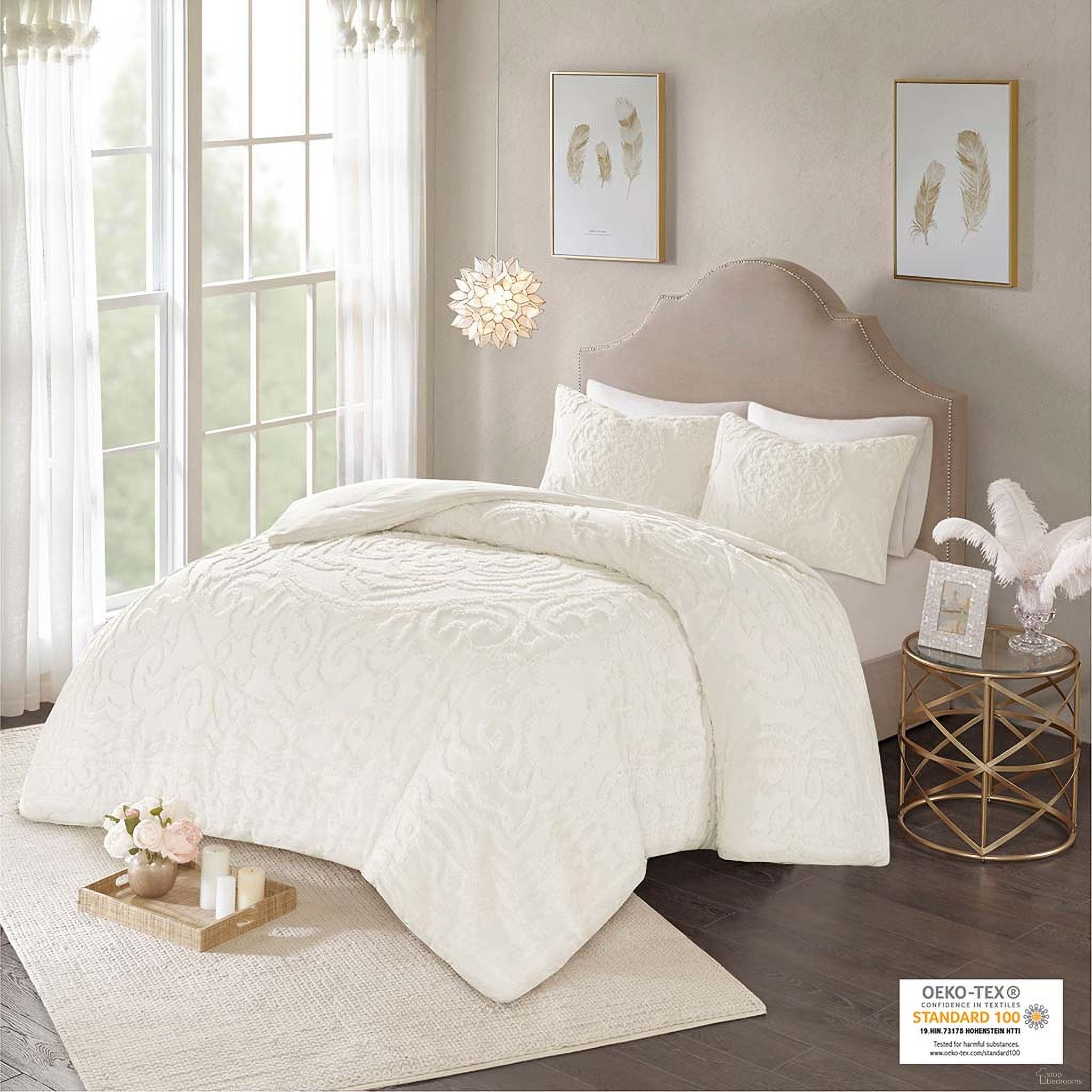 The appearance of Laetitia Cotton Tufted Chenille 3 Piece Queen Comforter Set In Off White designed by Olliix in the modern / contemporary interior design. This off white piece of furniture was selected by 1StopBedrooms from Laetitia Collection to add a touch of cosiness and style into your home. Sku: MP10-5873. Material: Polyester. Bed Size: Queen.