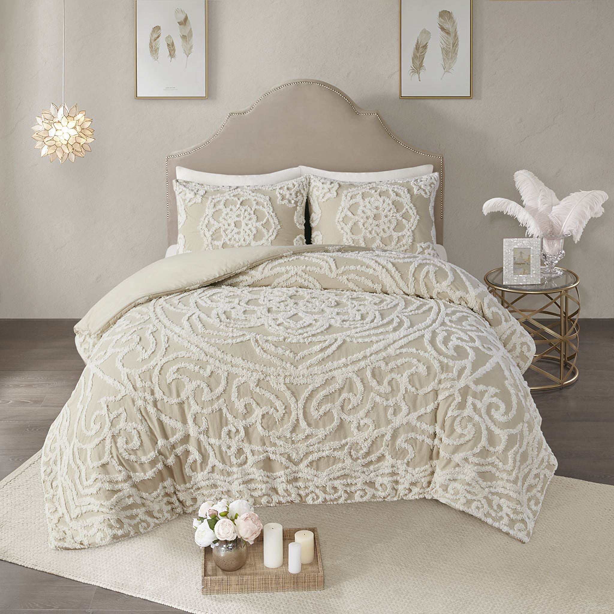 The appearance of Laetitia Cotton Tufted 3 Piece King Duvet Cover Set In Taupe designed by Olliix in the modern / contemporary interior design. This taupe piece of furniture was selected by 1StopBedrooms from Laetitia Collection to add a touch of cosiness and style into your home. Sku: MP12-7117. Bed Size: King. Material: Cotton.