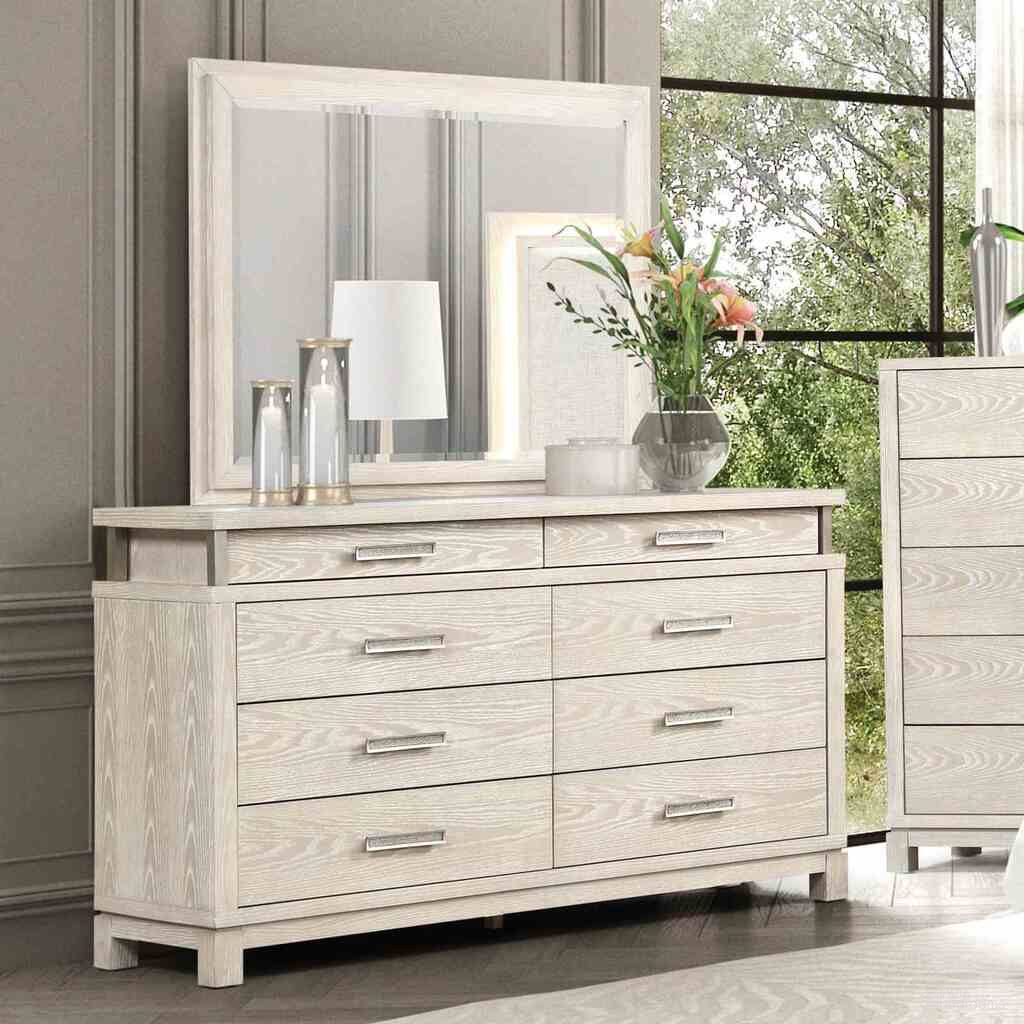 The appearance of Lafayette Dresser In Weathered Gray designed by Furniture of America in the transitional interior design. This weathered gray piece of furniture was selected by 1StopBedrooms from Lafayette Collection to add a touch of cosiness and style into your home. Sku: FM71501GY-D. Material: Solid Rubberwood.