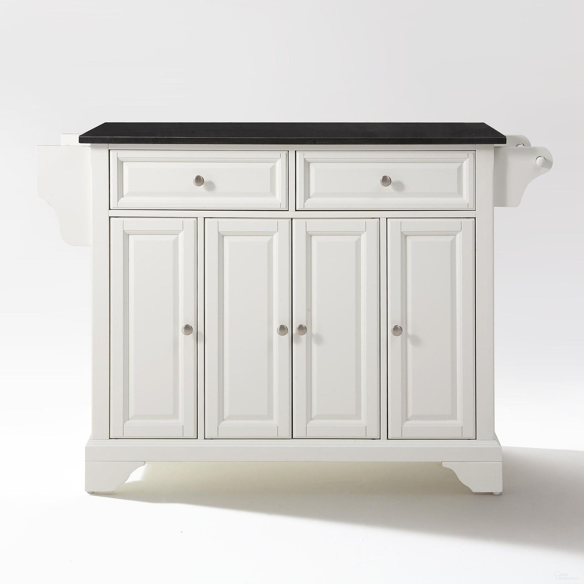 Lafayette Granite Top Full Size Kitchen Island/Cart In White and Black