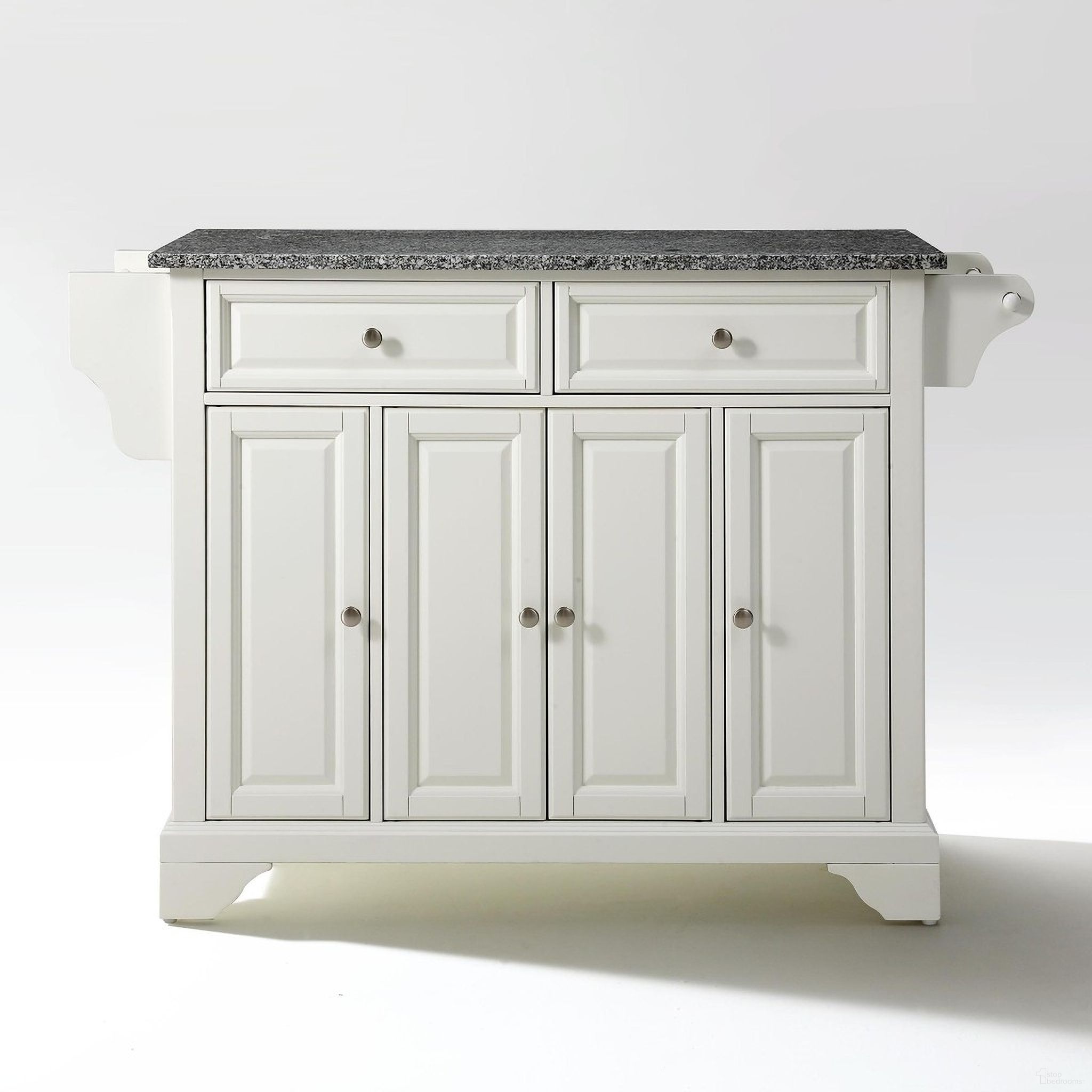 The appearance of Lafayette Granite Top Full Size Kitchen Island/Cart In White and Gray designed by Crosley Brands in the traditional interior design. This white and gray piece of furniture was selected by 1StopBedrooms from Lafayette Collection to add a touch of cosiness and style into your home. Sku: CF3001-WH;CF0301-GG;CF0102-WH. Material: Solid Granite.
