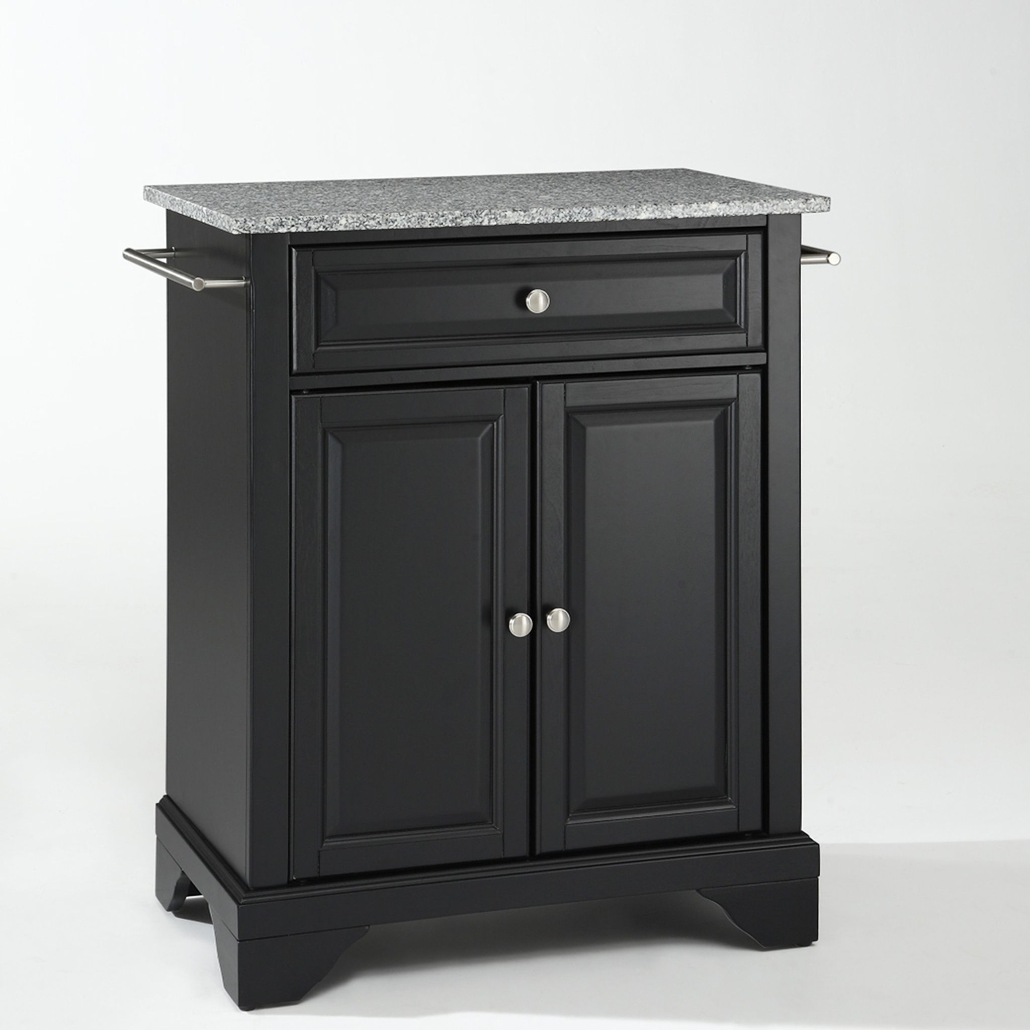 The appearance of Lafayette Granite Top Portable Kitchen Island/Cart In Black and Gray designed by Crosley Brands in the traditional interior design. This black and gray piece of furniture  was selected by 1StopBedrooms from Lafayette Collection to add a touch of cosiness and style into your home. Sku: CF3002-BK;CF0401-GG;CF0102-BK. Material: Solid Granite.