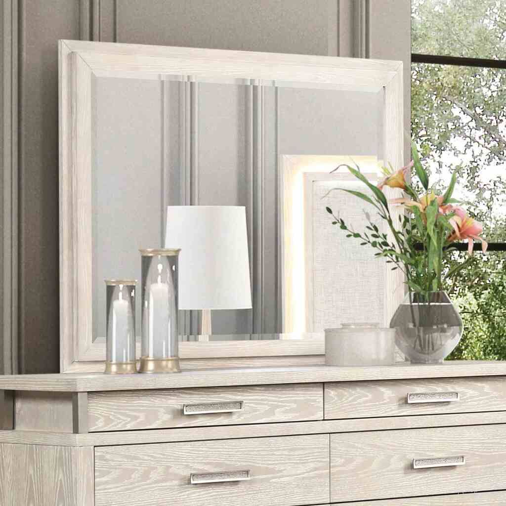 The appearance of Lafayette Mirror In Weathered Gray designed by Furniture of America in the transitional interior design. This weathered gray piece of furniture  was selected by 1StopBedrooms from Lafayette Collection to add a touch of cosiness and style into your home. Sku: FM71501GY-M. Material: Solid Rubberwood.